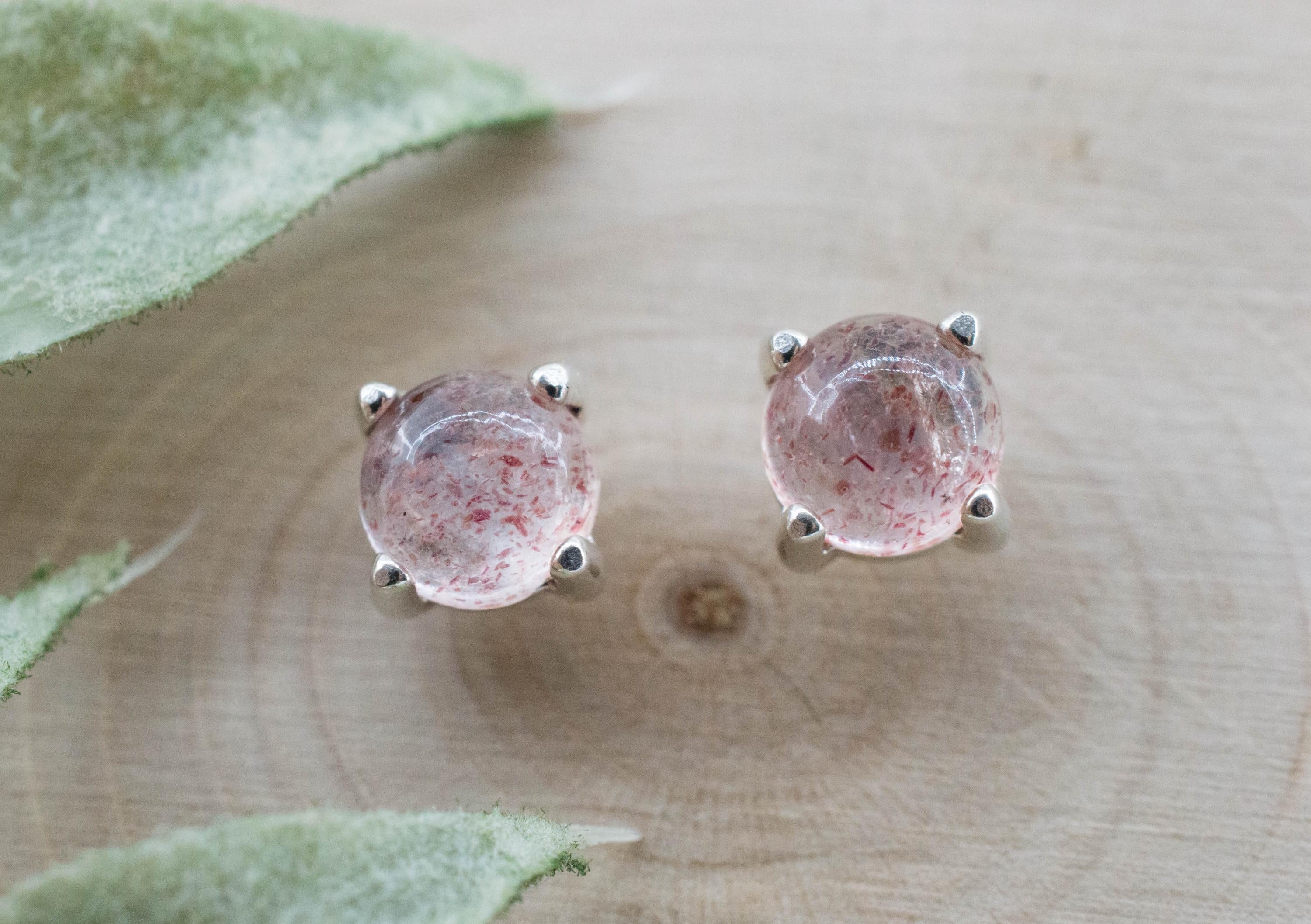 Strawberry Quartz Earrings; Natural Untreated Kazakhstan Quartz; 1.730cts