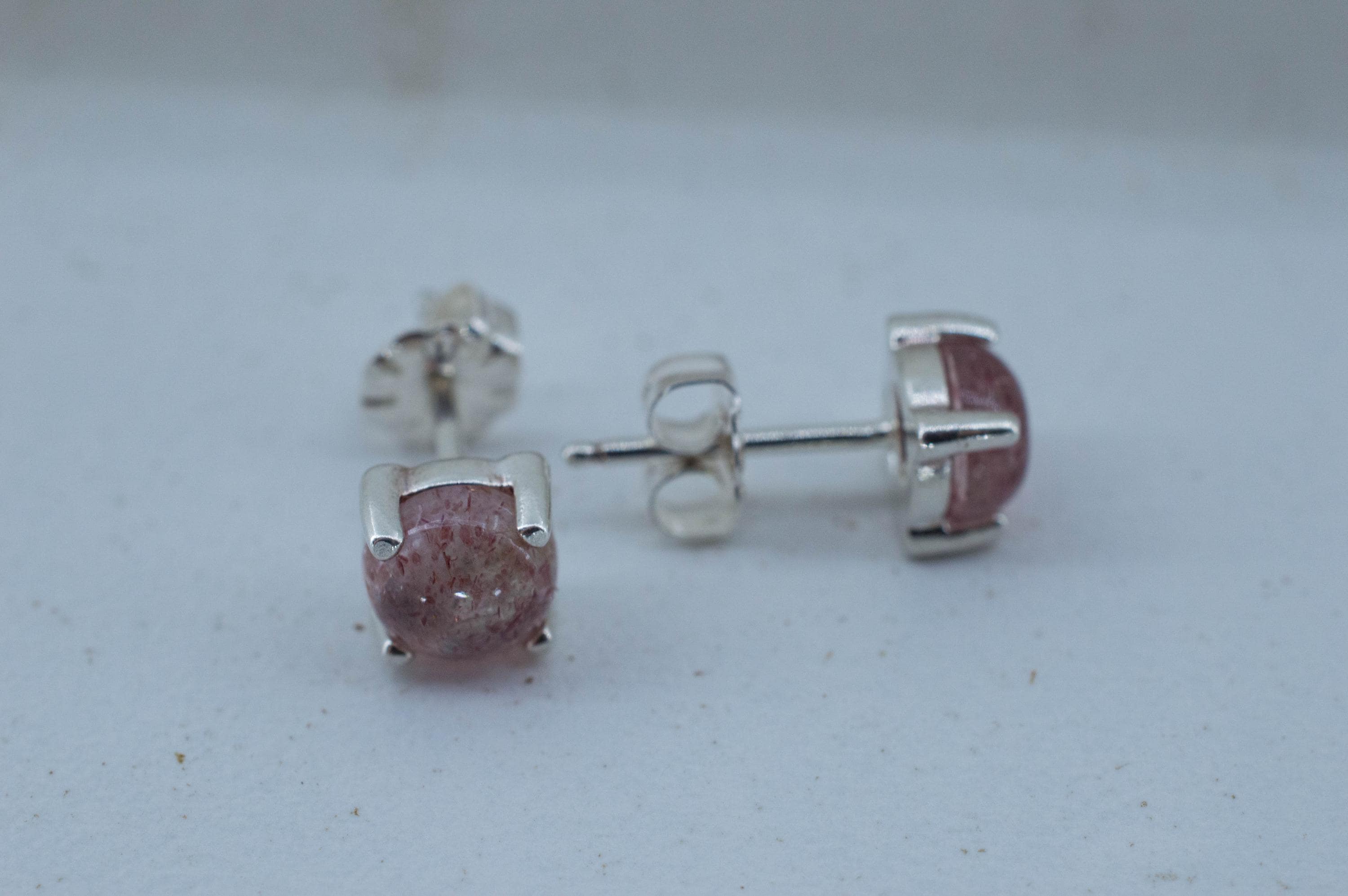 Strawberry Quartz Earrings; Natural Untreated Kazakhstan Quartz; 1.690cts