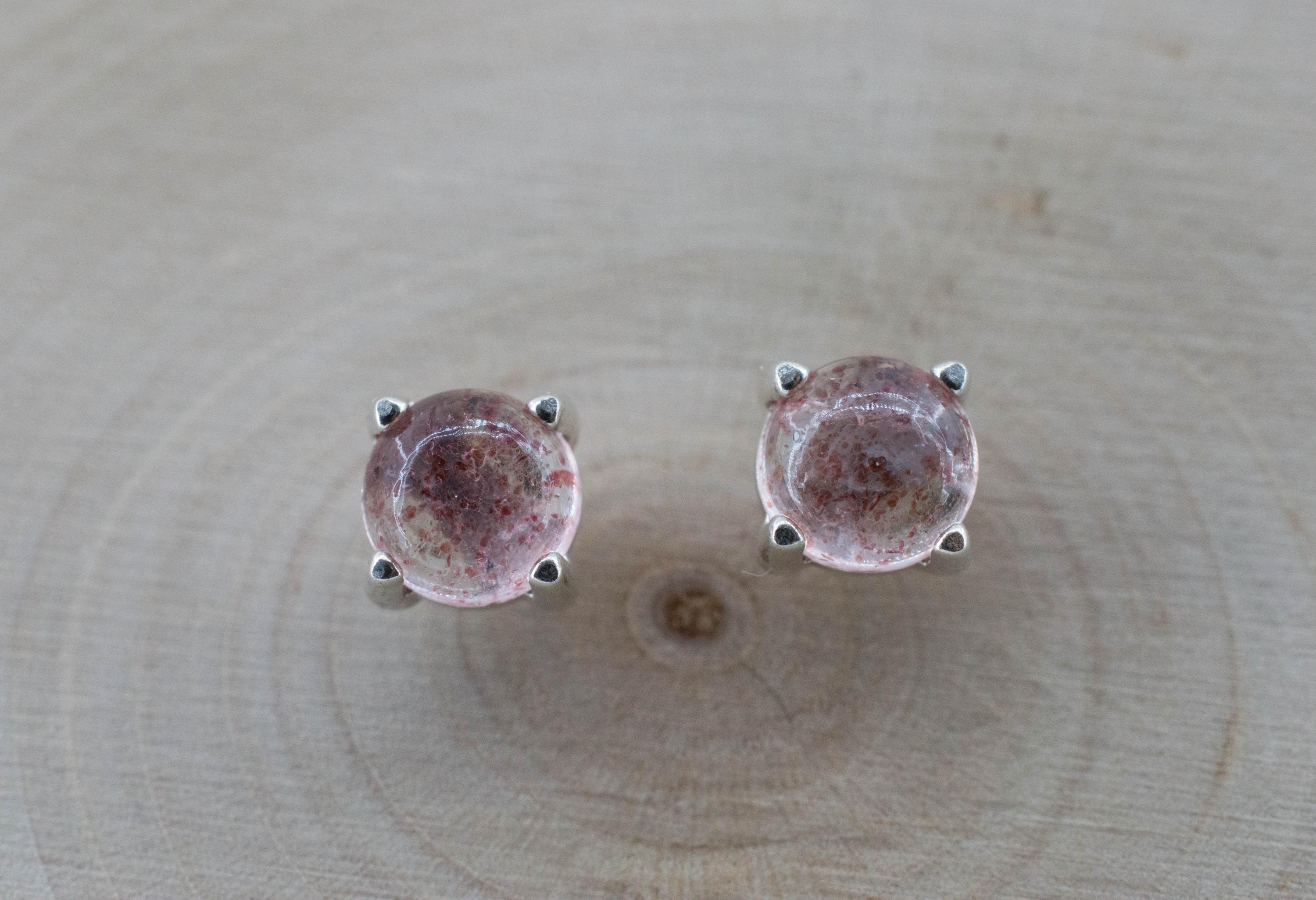 Strawberry Quartz Earrings; Natural Untreated Kazakhstan Quartz; 1.815cts