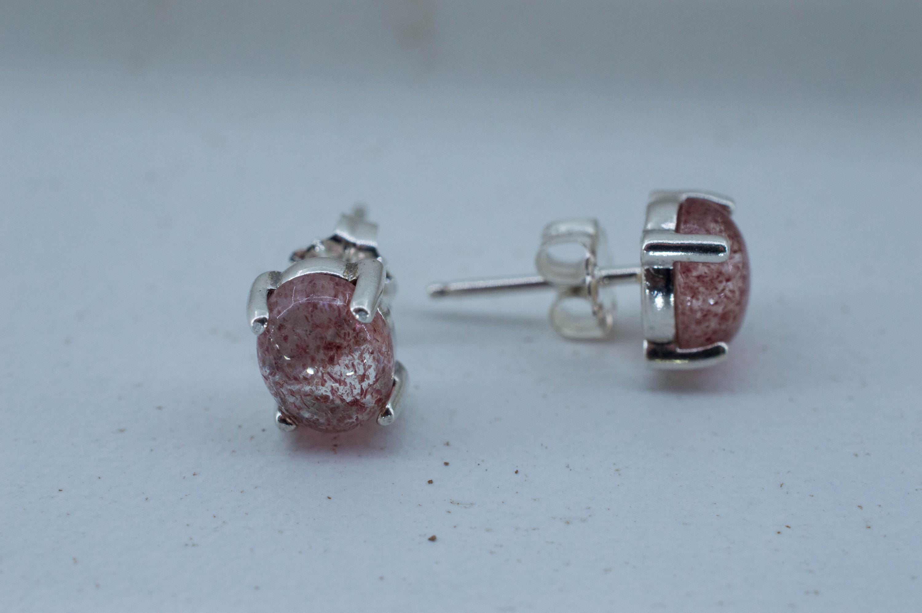 Strawberry Quartz Earrings; Natural Untreated Kazakhstan Quartz; 2.390cts