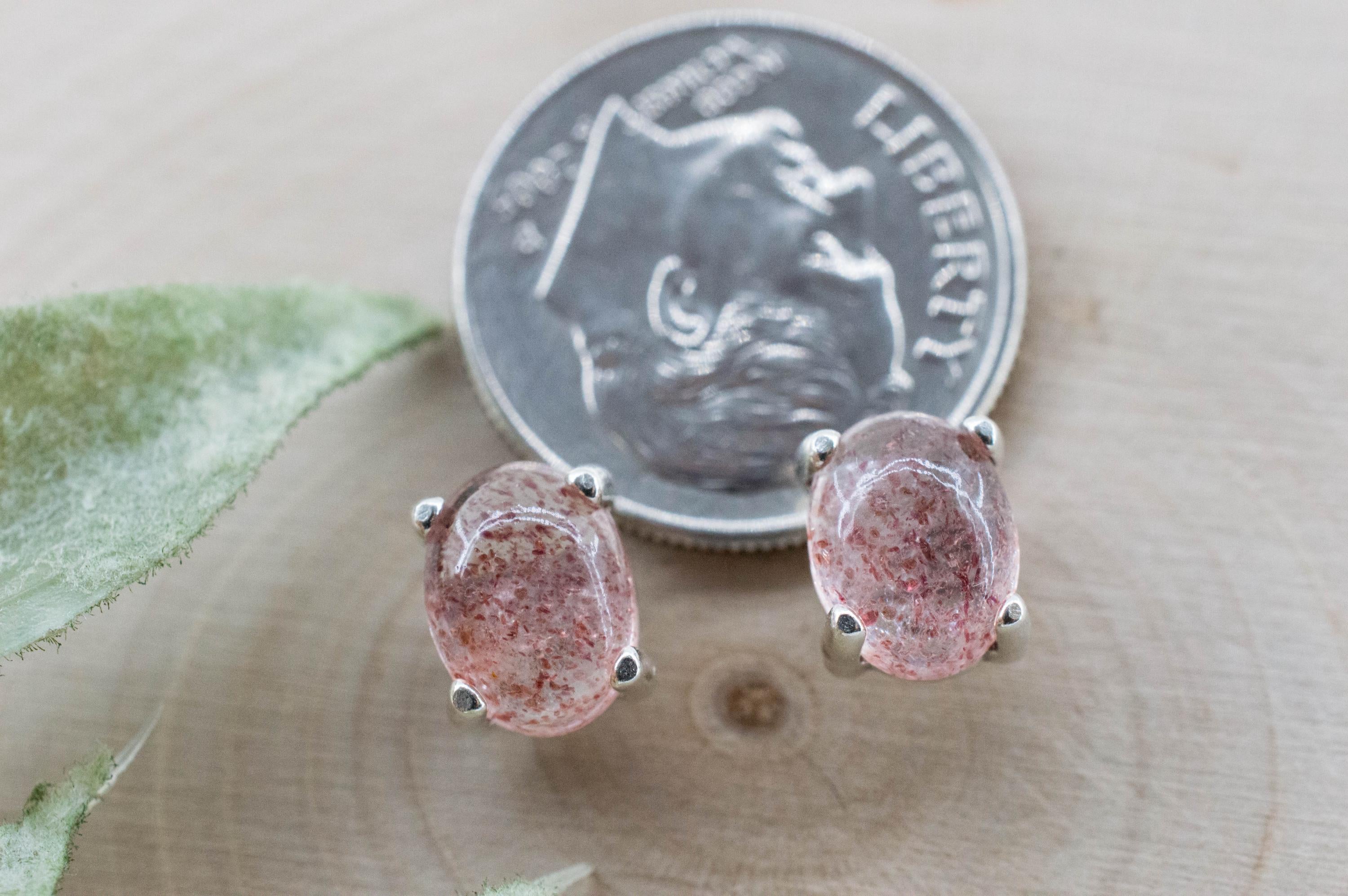 Strawberry Quartz Earrings; Natural Untreated Kazakhstan Quartz; 2.390cts