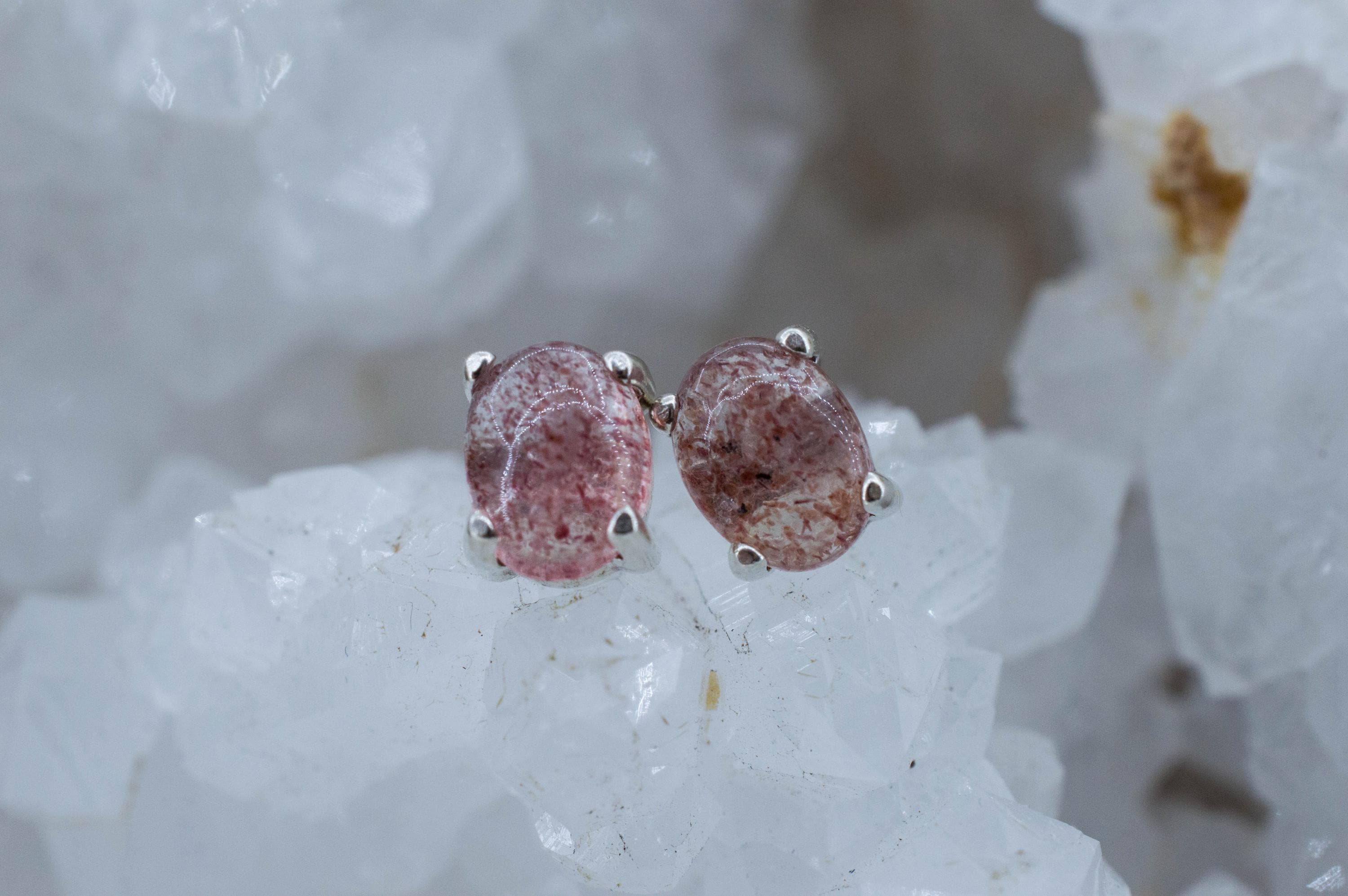 Strawberry Quartz Earrings; Natural Untreated Kazakhstan Quartz; 2.420cts