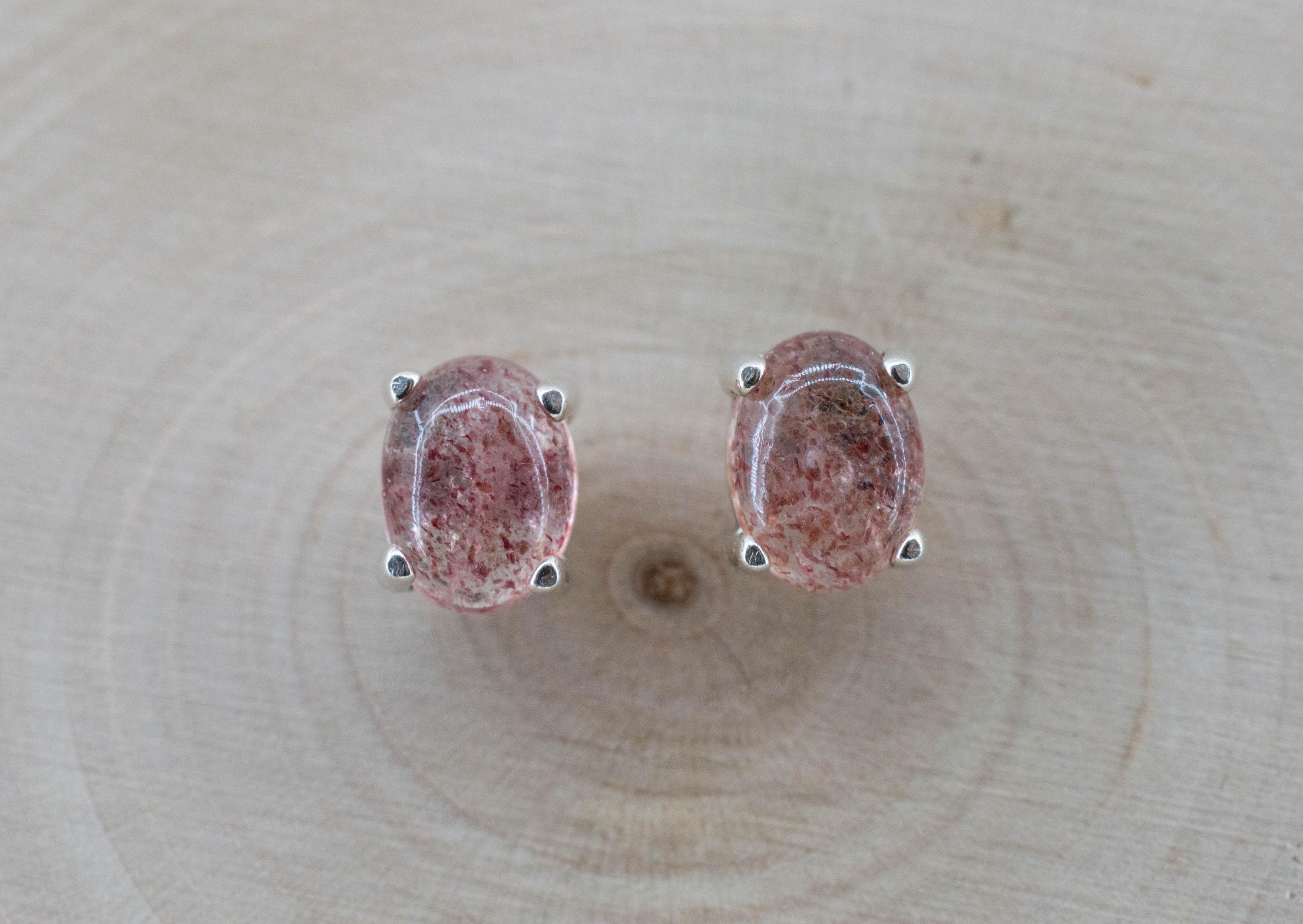 Strawberry Quartz Earrings; Natural Untreated Kazakhstan Quartz; 2.420cts