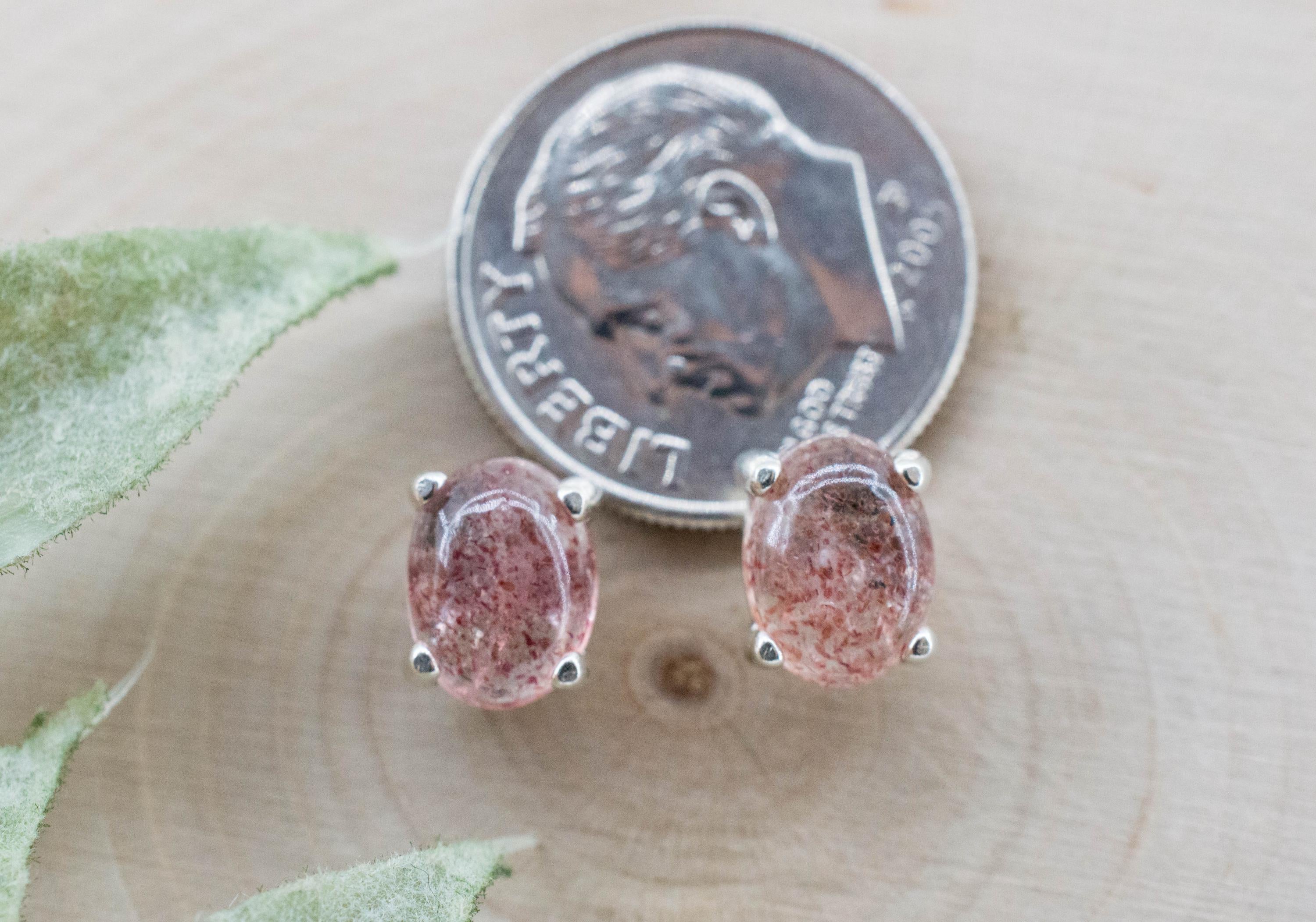 Strawberry Quartz Earrings; Natural Untreated Kazakhstan Quartz; 2.420cts