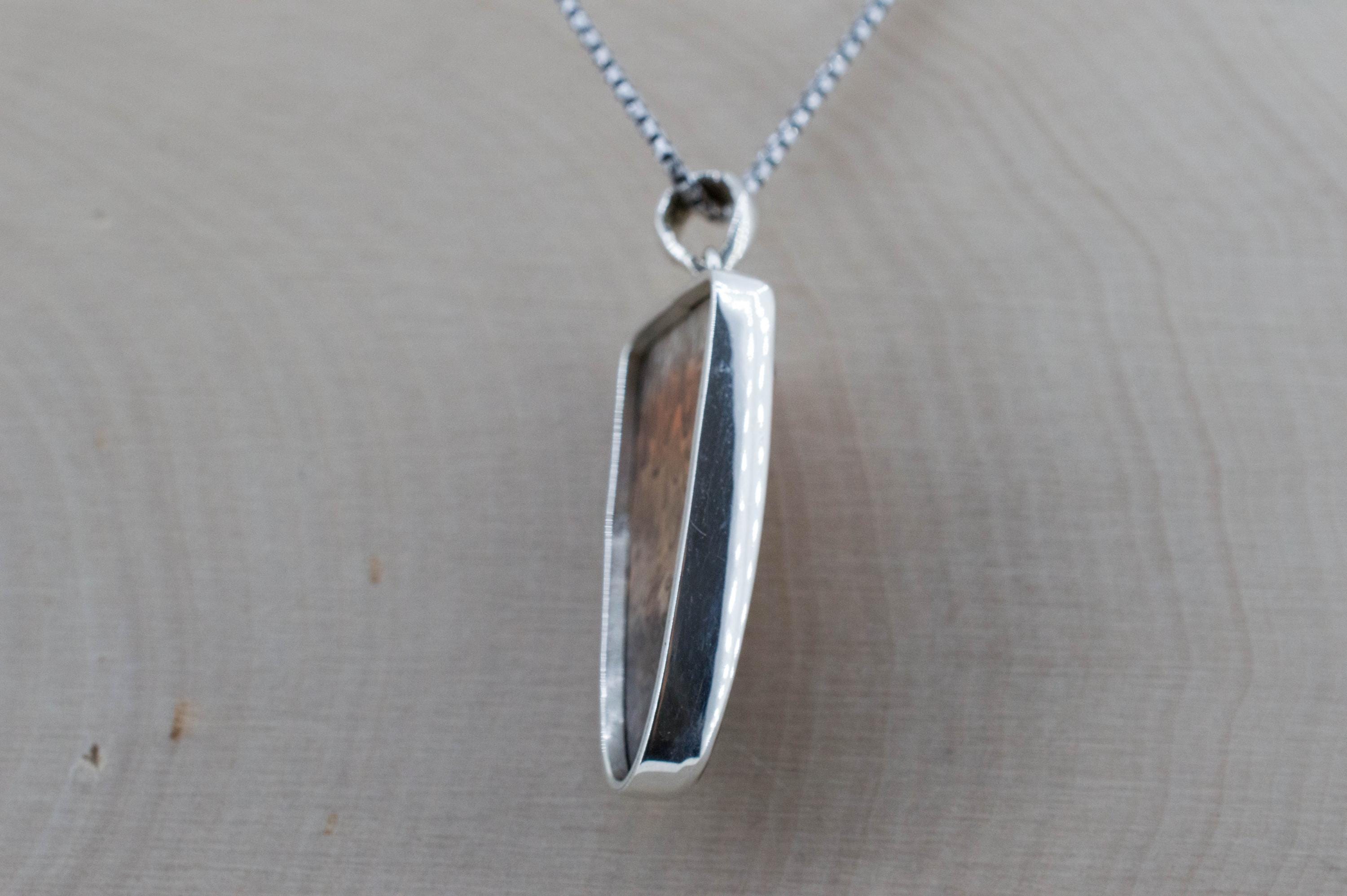 Petrified Fern Pendant; Natural Untreated Brazil Petrified Fern; 29x14mm