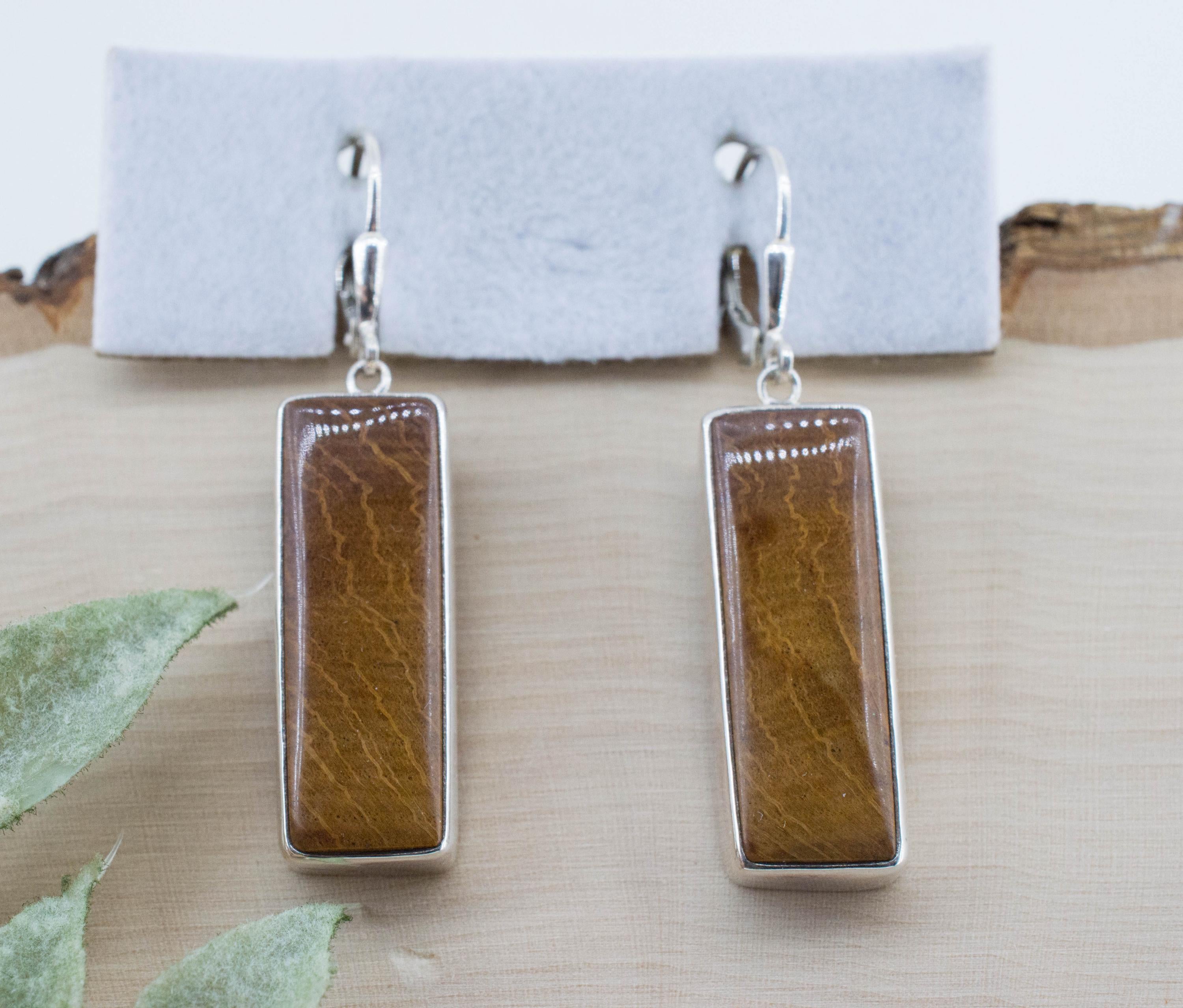 Petrified Wood Earrings; Natural Untreated Oregon Petrified Wood