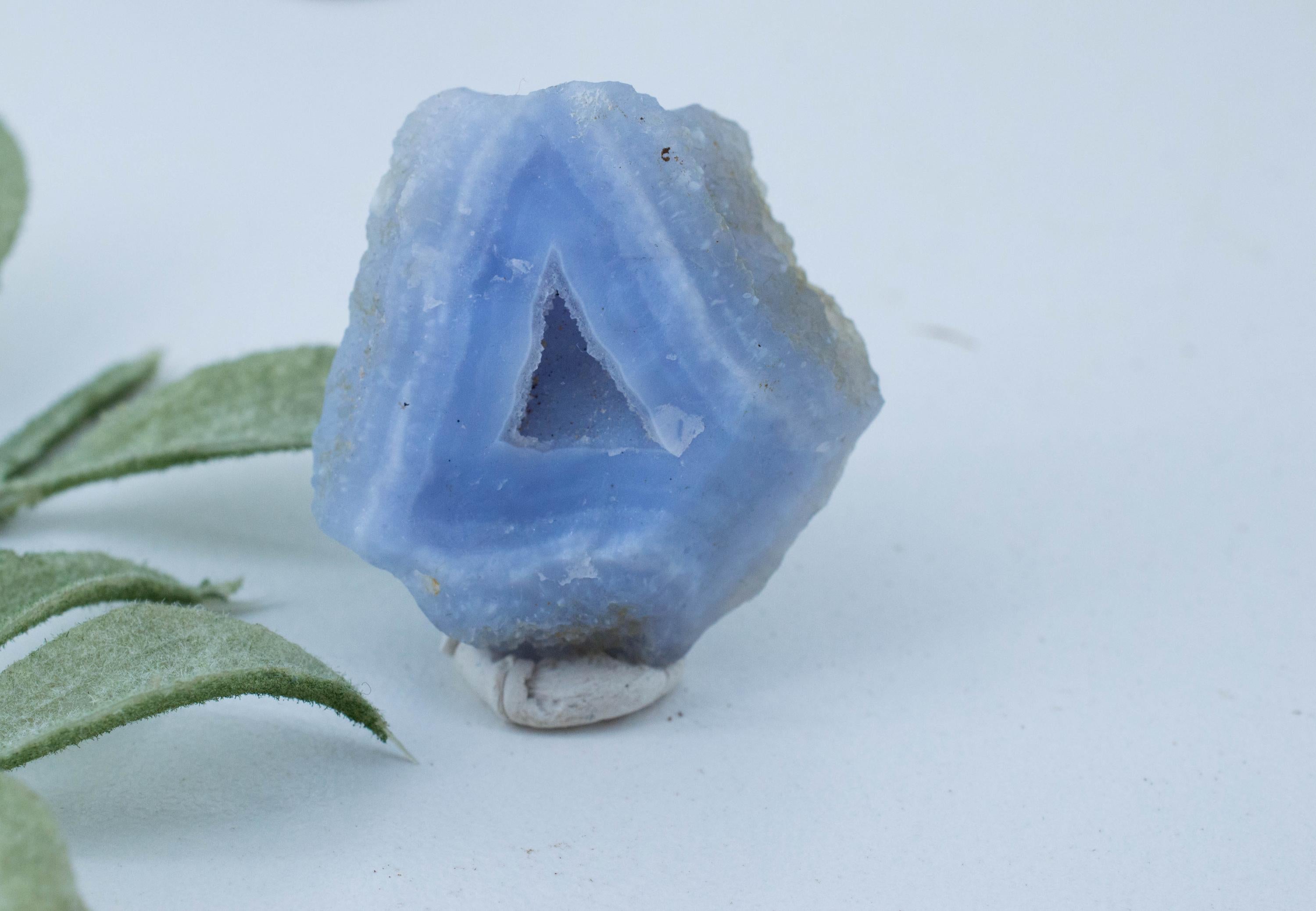 Blue Agate Specimen; Natural Untreated Malawi Lace Agate; 66.840cts
