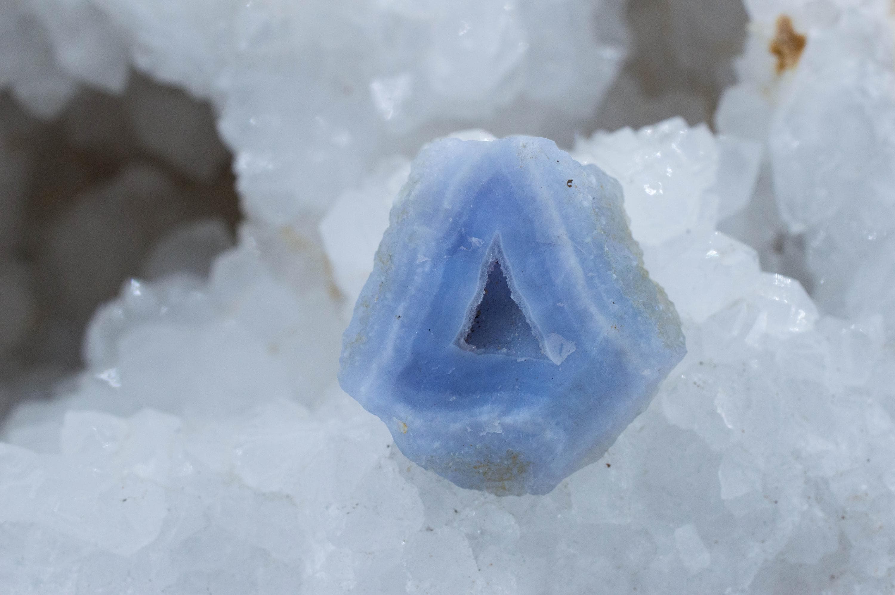 Blue Agate Specimen; Natural Untreated Malawi Lace Agate; 66.840cts