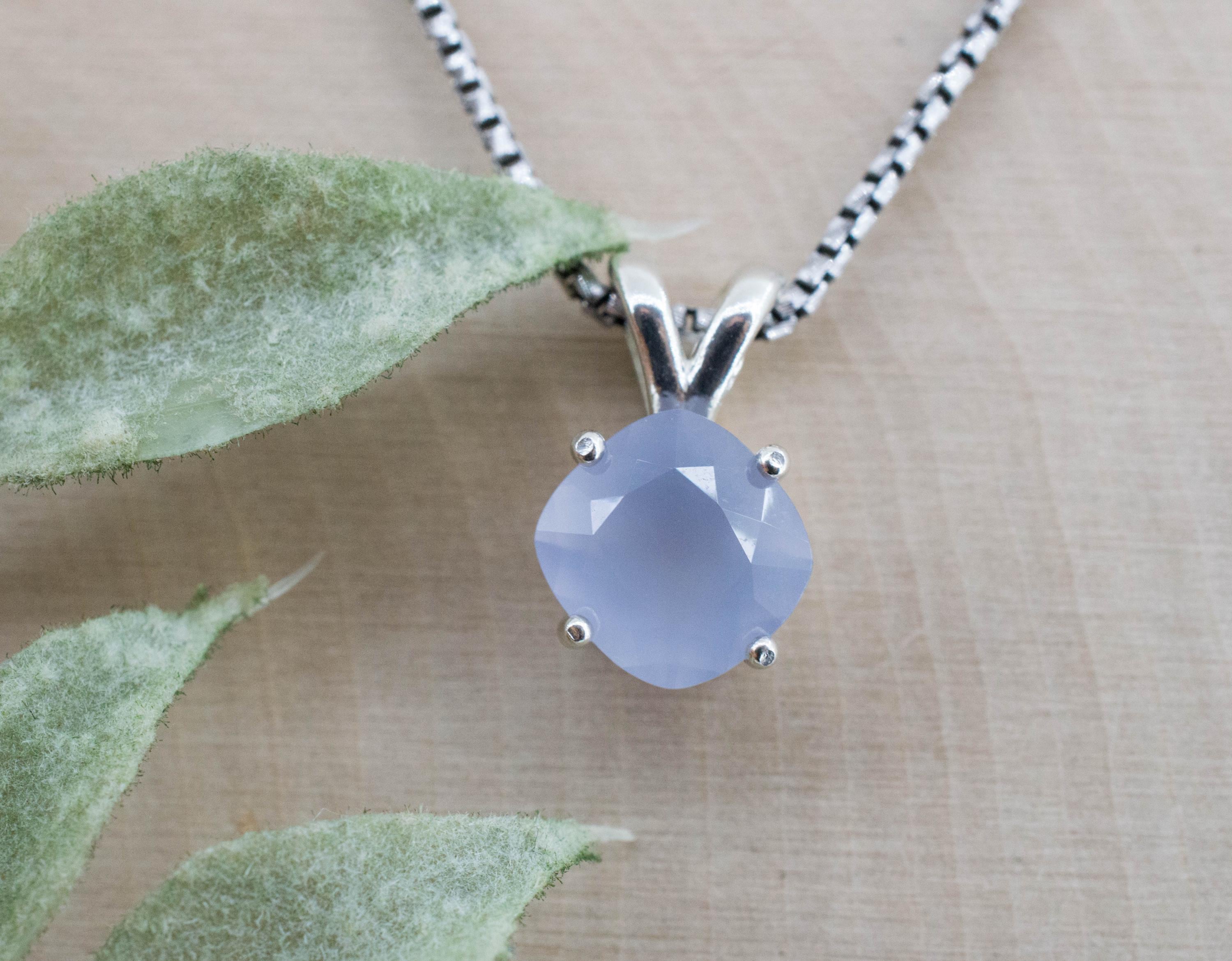 Blue Agate Pendant; Natural Untreated Namibia Agate; 1.940cts