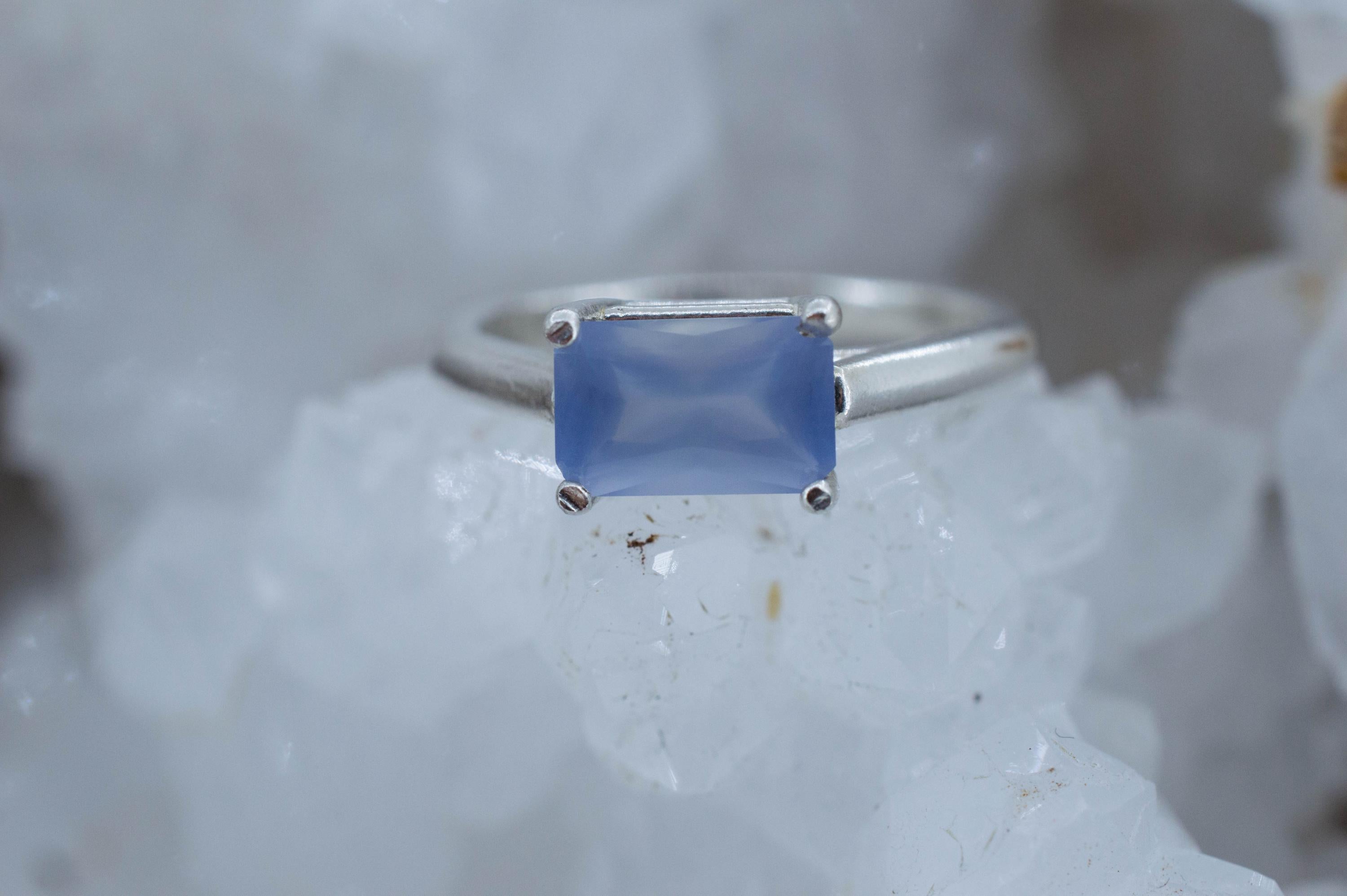Blue Agate Ring; Natural Untreated Namibia Blue Agate; 1.340cts