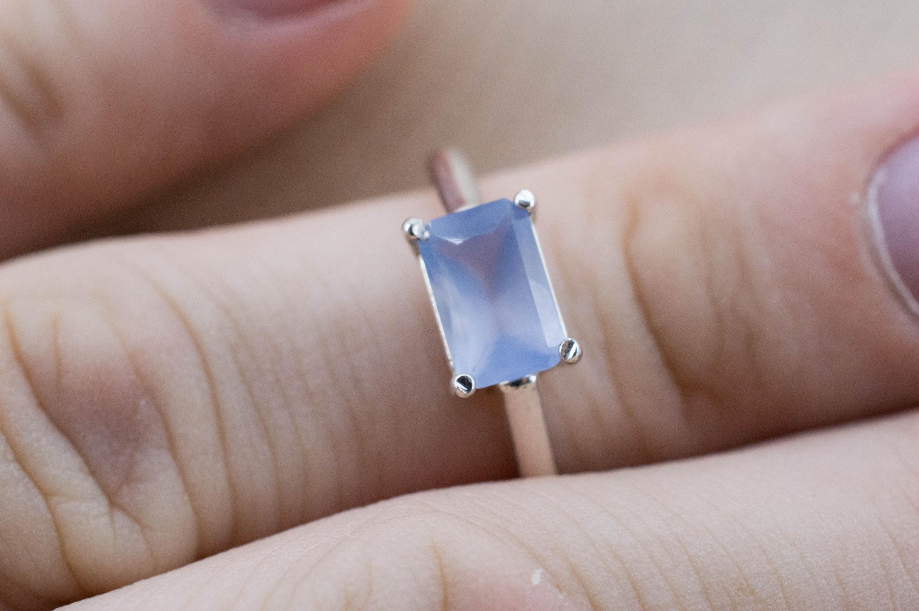 Blue Agate Ring; Natural Untreated Namibia Blue Agate; 1.340cts