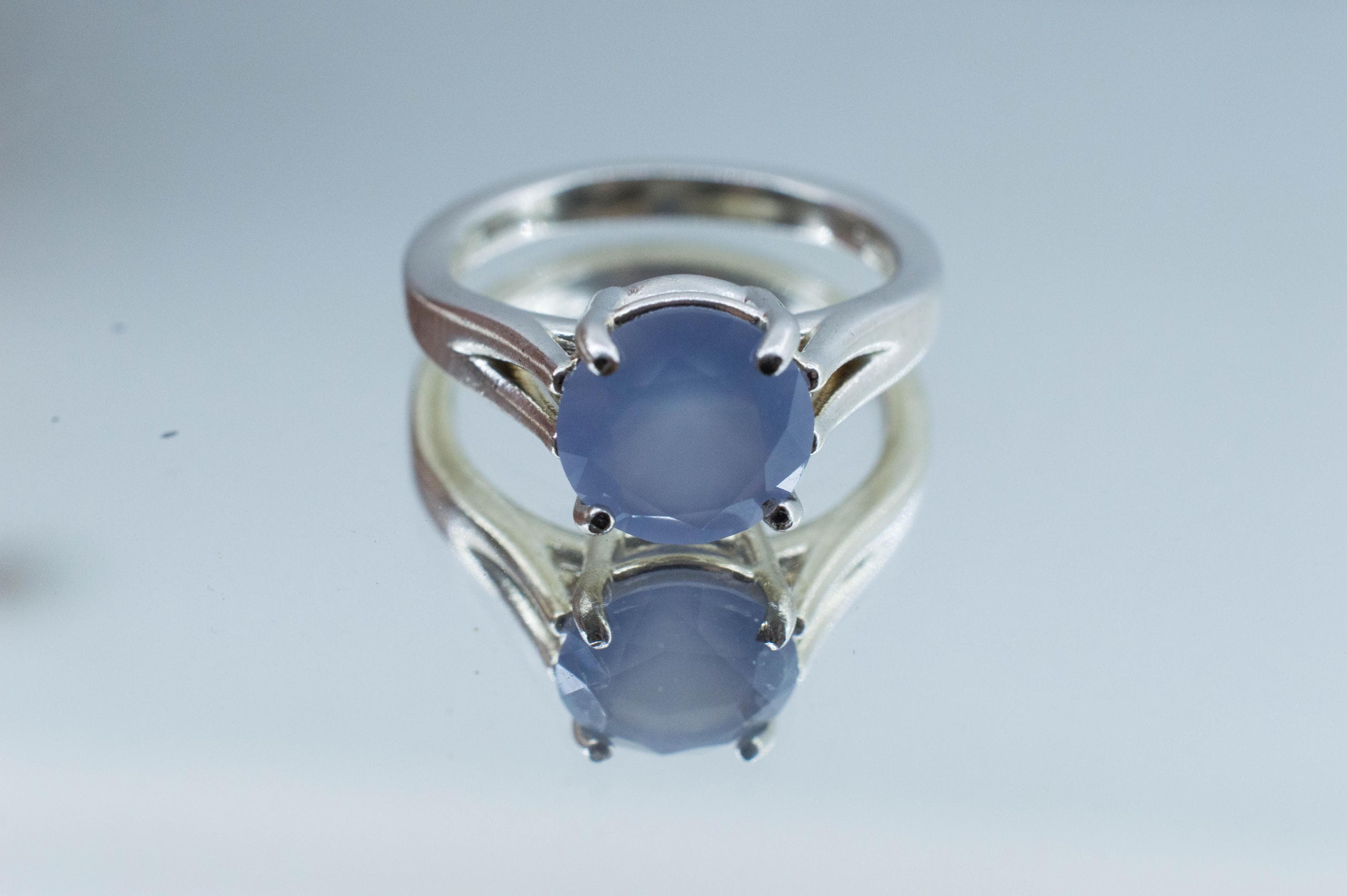 Blue Agate Ring; Natural Untreated Namibia Blue Agate; 2.050cts