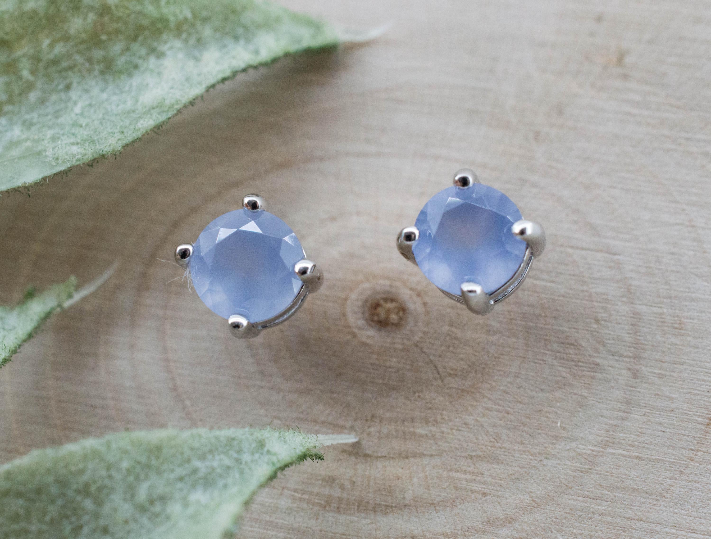 Blue Agate Earrings; Natural Untreated Namibia Agate; 0.960cts