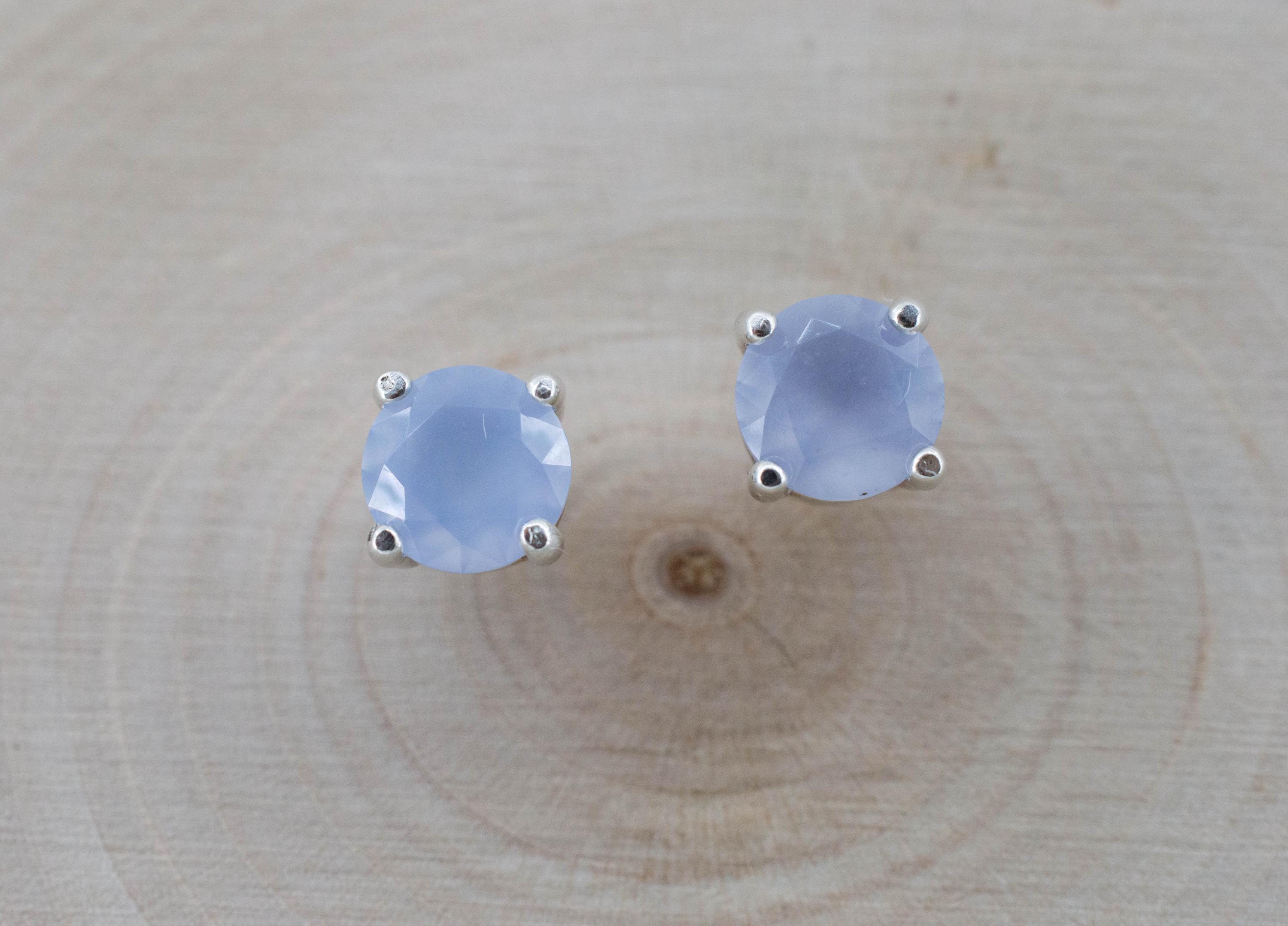 Blue Agate Earrings; Natural Untreated Namibia Agate; 1.370cts