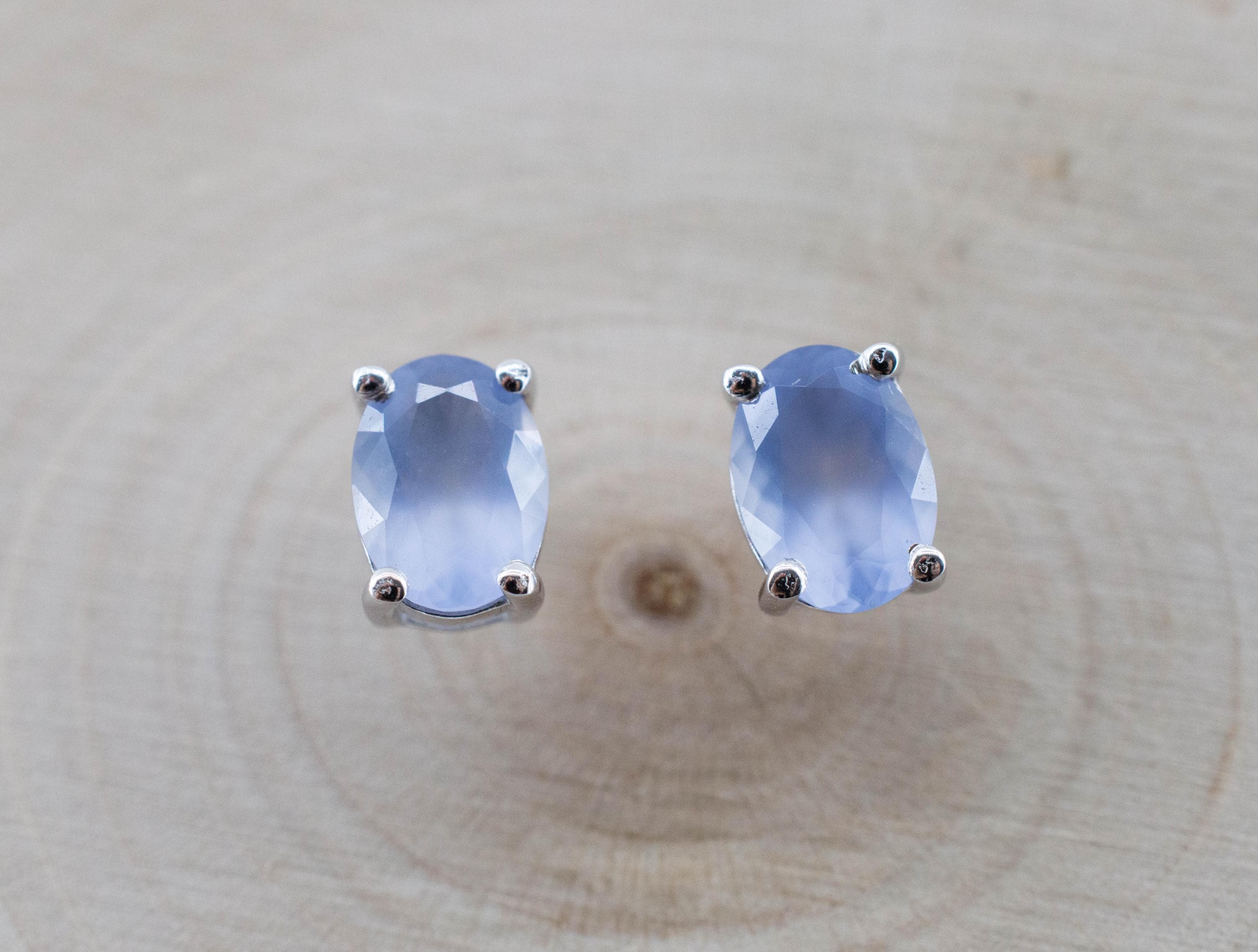 Blue Agate Earrings; Natural Untreated Namibia Agate; 1.420cts