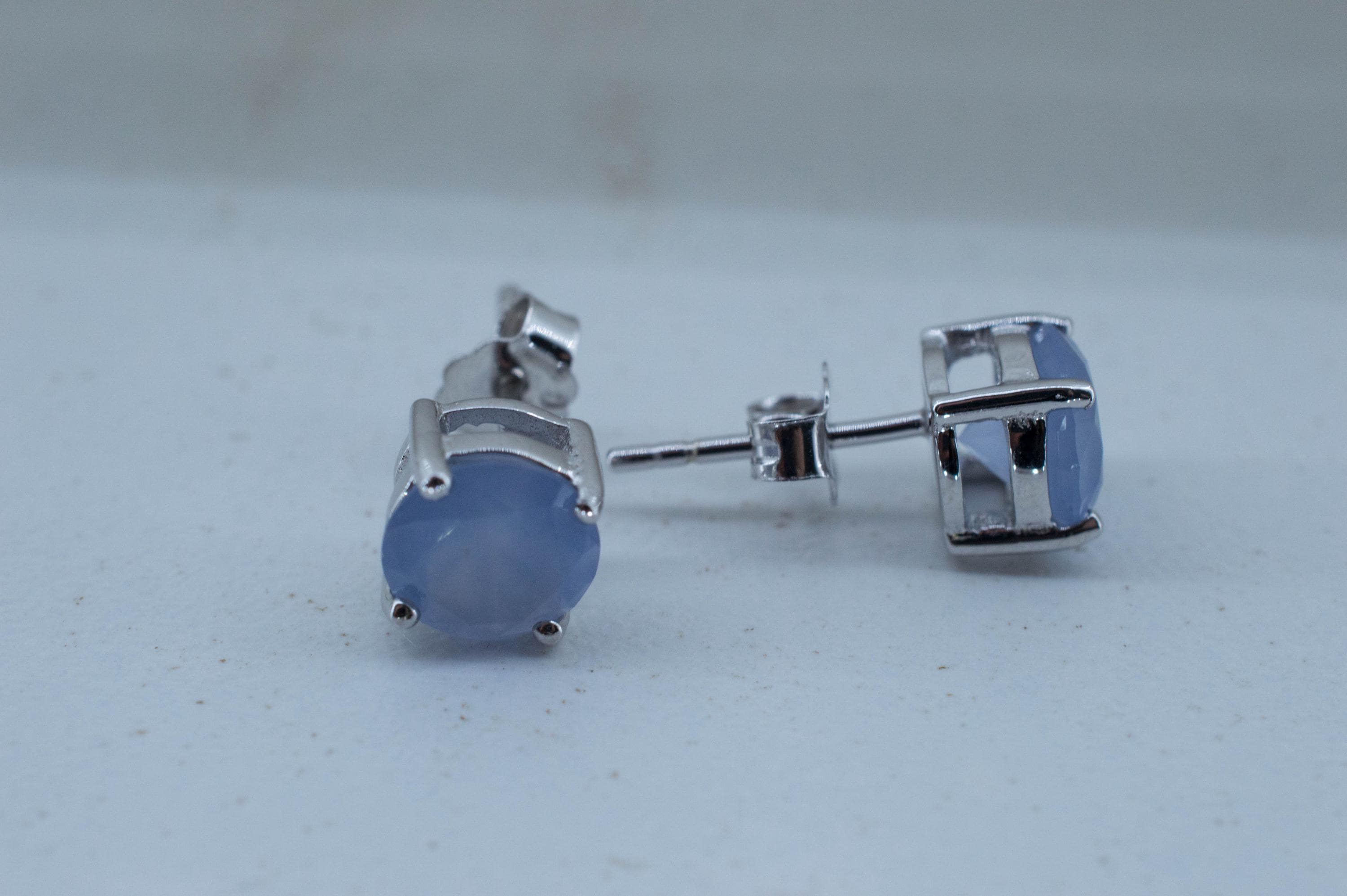 Blue Agate Earrings; Natural Untreated Namibia Agate; 2.000cts