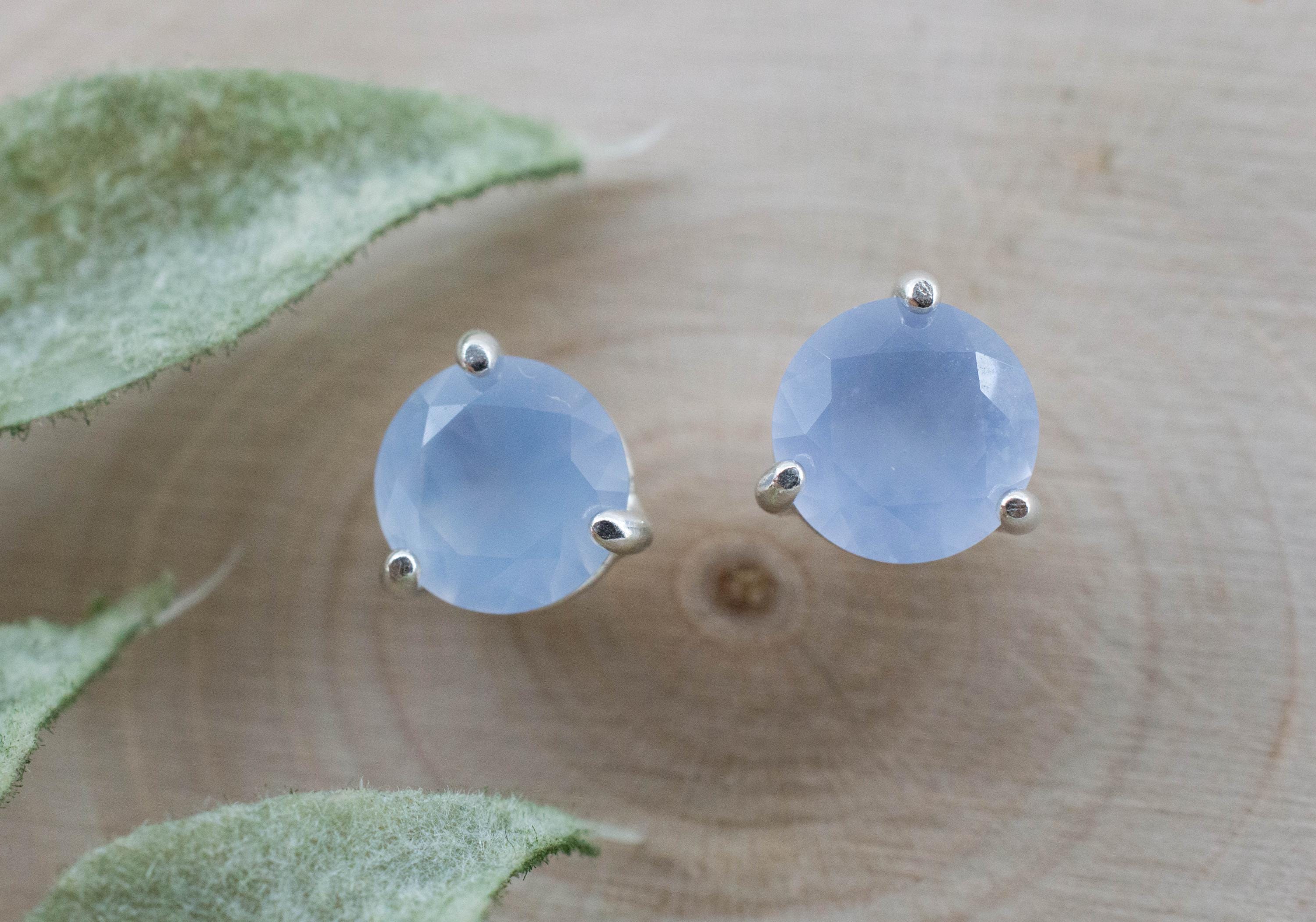 Blue Agate Earrings; Natural Untreated Namibia Agate; 2.005cts