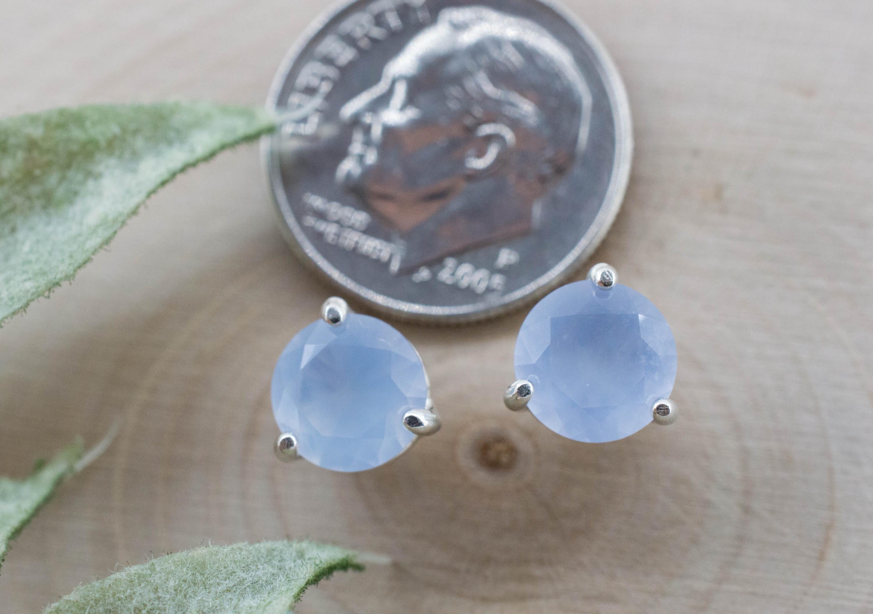 Blue Agate Earrings; Natural Untreated Namibia Agate; 2.005cts