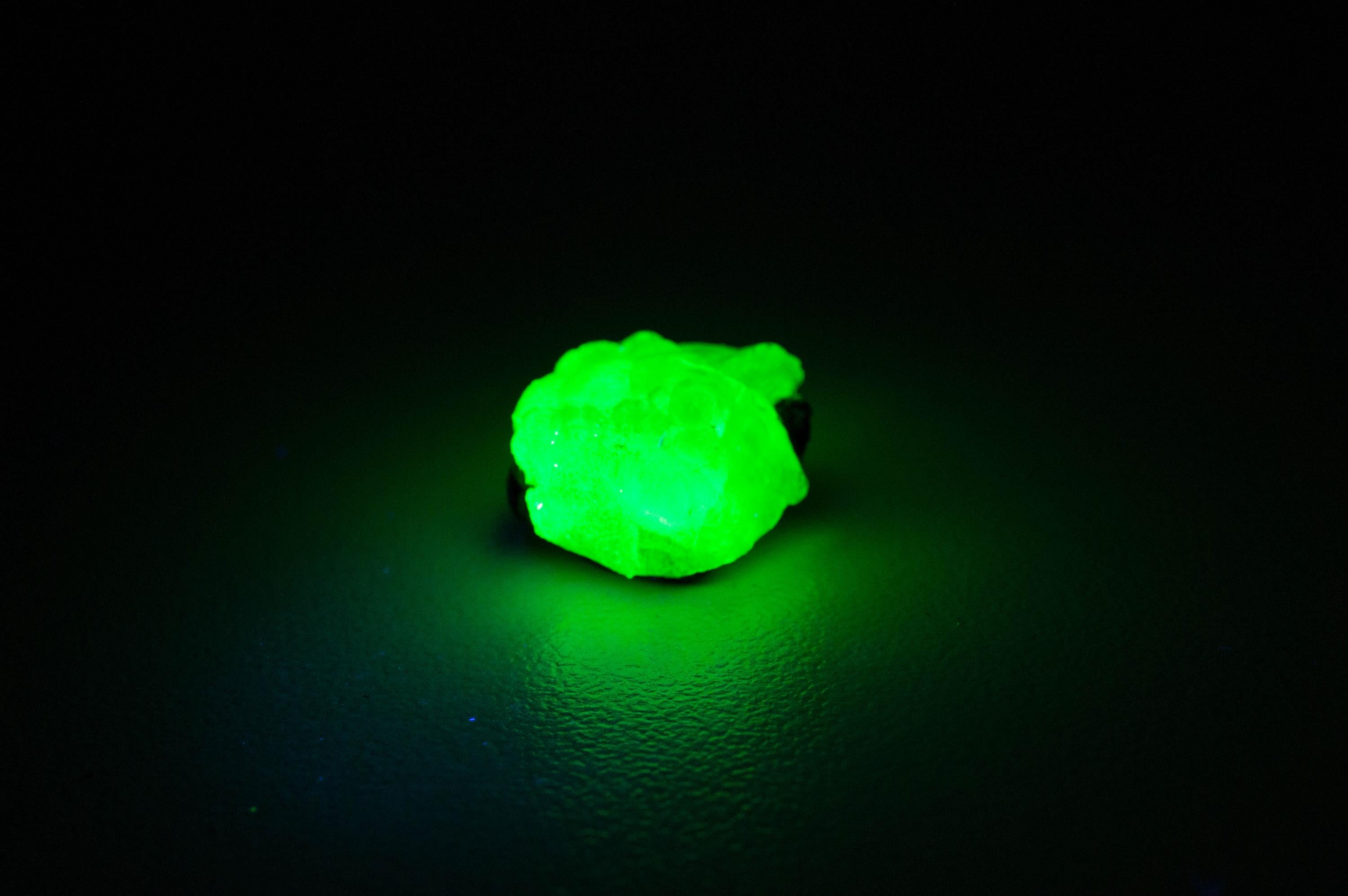 Hyalite Opal and Black Tourmaline Specimen; Natural Untreated Erongo Namibia Fluorescent Opal; 12.255cts