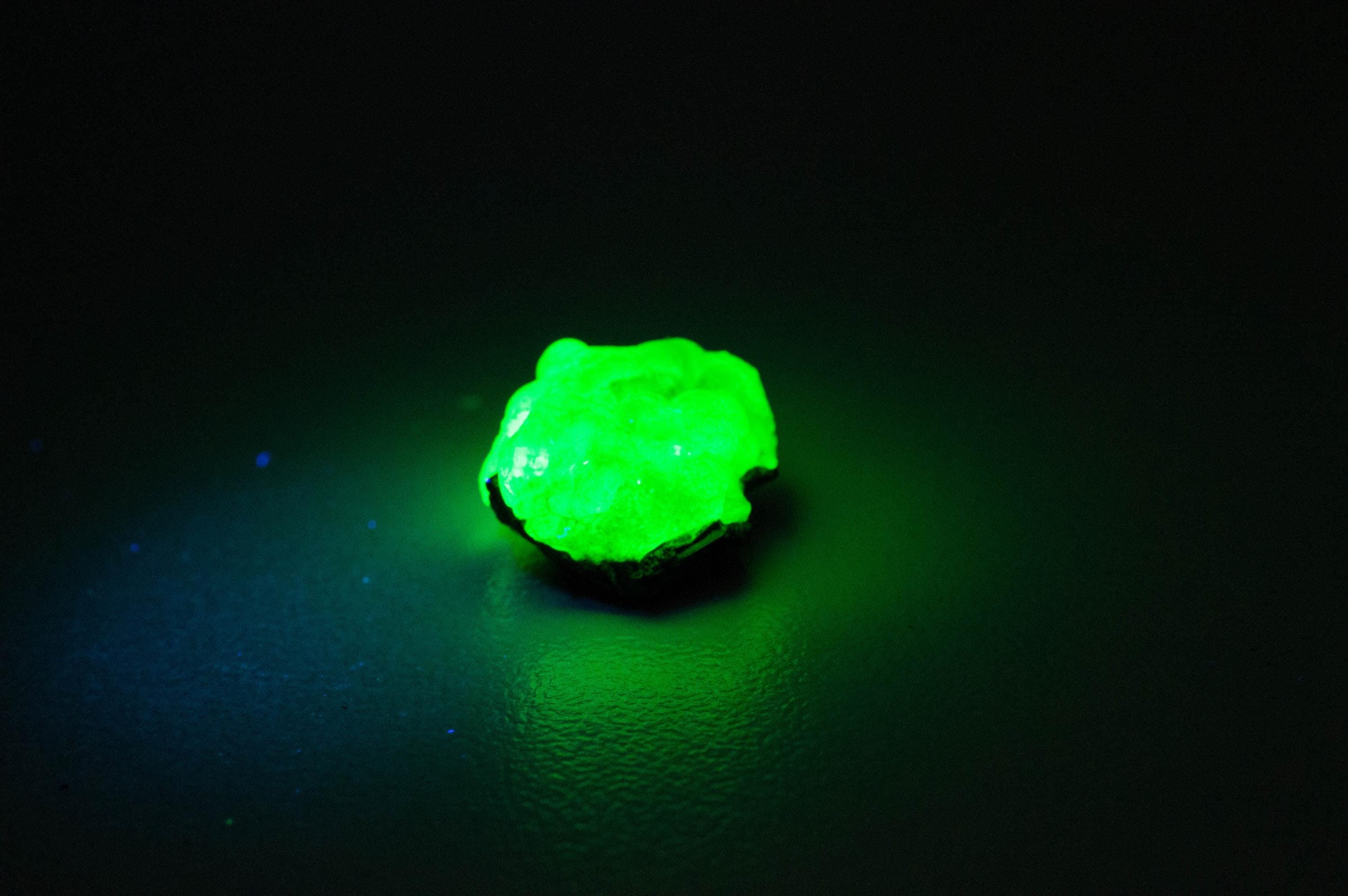 Hyalite Opal and Black Tourmaline Specimen; Natural Untreated Erongo Namibia Fluorescent Opal; 12.255cts
