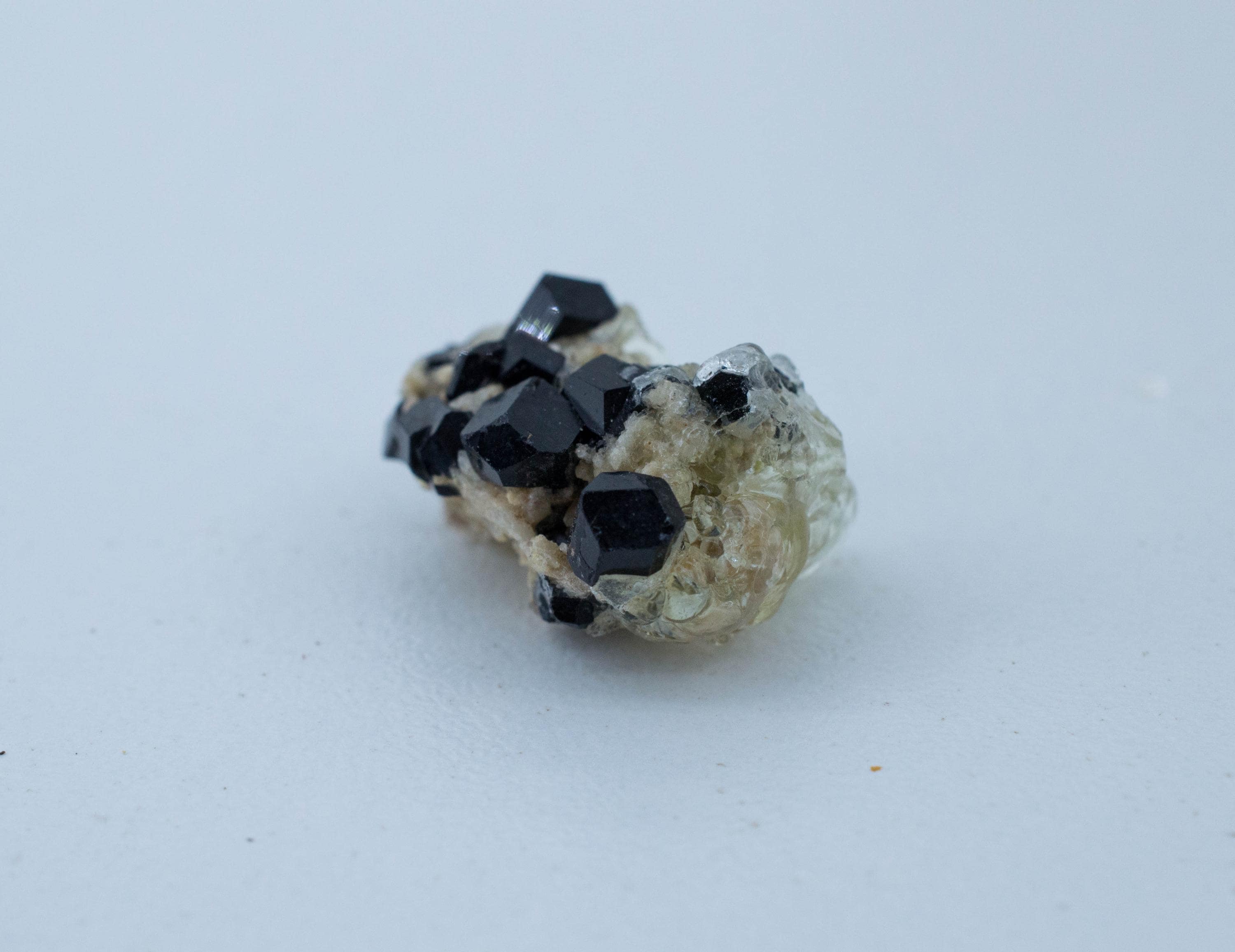 Hyalite Opal and Black Tourmaline Specimen; Natural Untreated Erongo Namibia Fluorescent Opal; 16.005cts