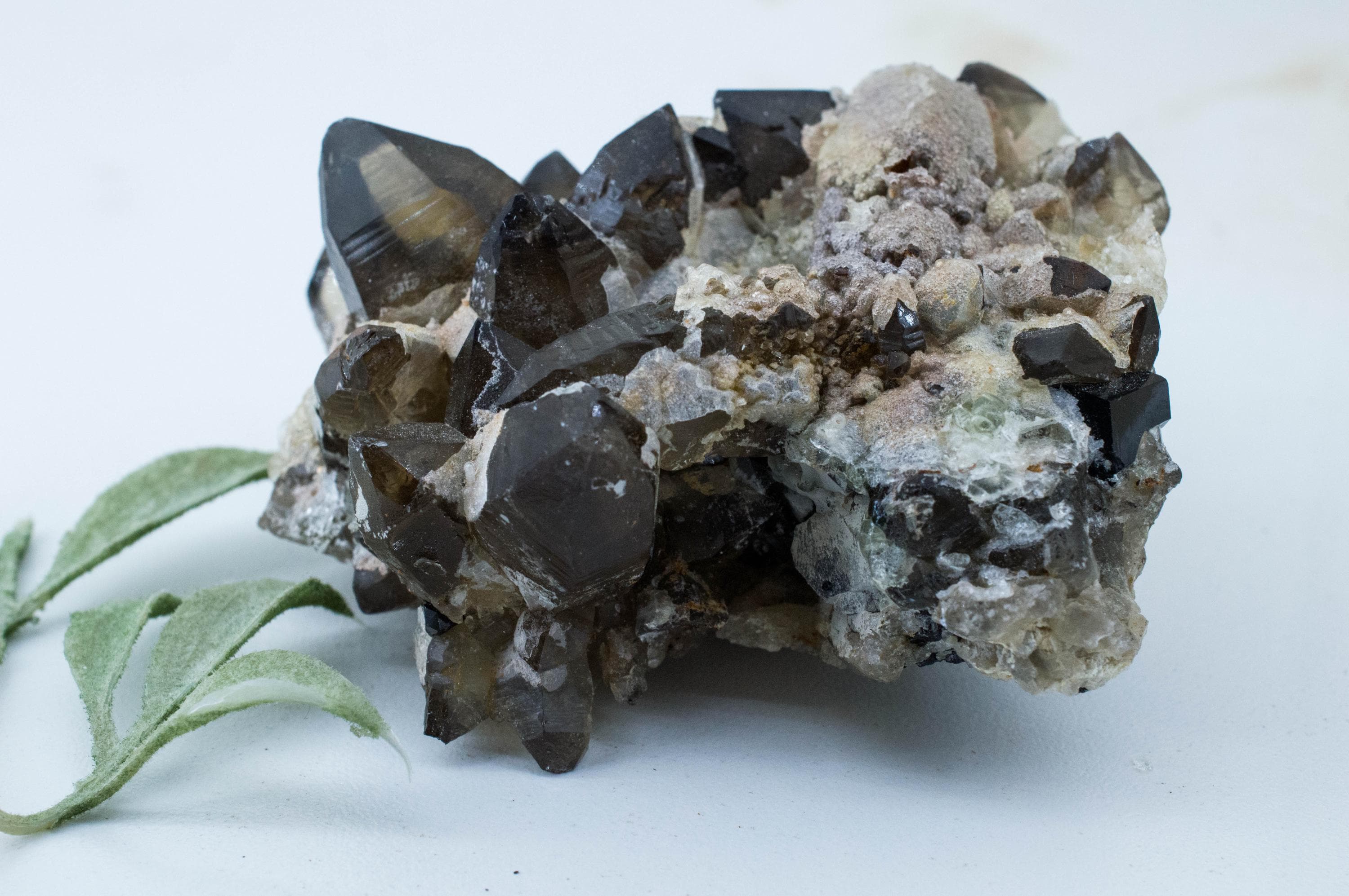 Hyalite Opal and Smoky Quartz Cluster; Natural Untreated Erongo Namibia Fluorescent Opal; 205.24grams