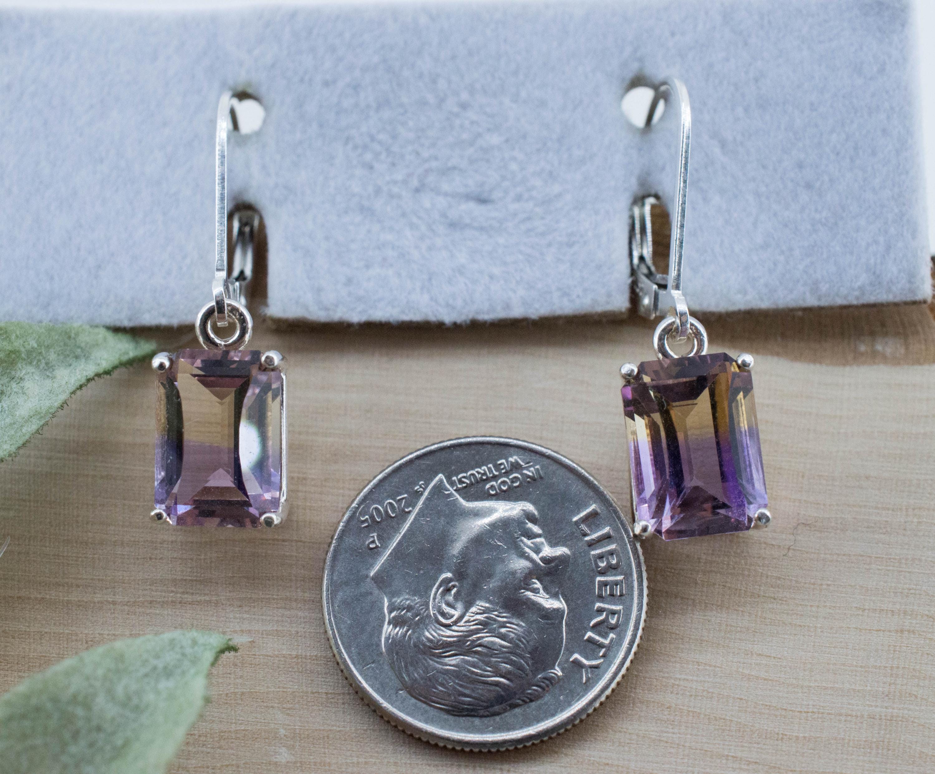 Ametrine Earrings; Natural Untreated Bolivian Ametrine; 4.590cts