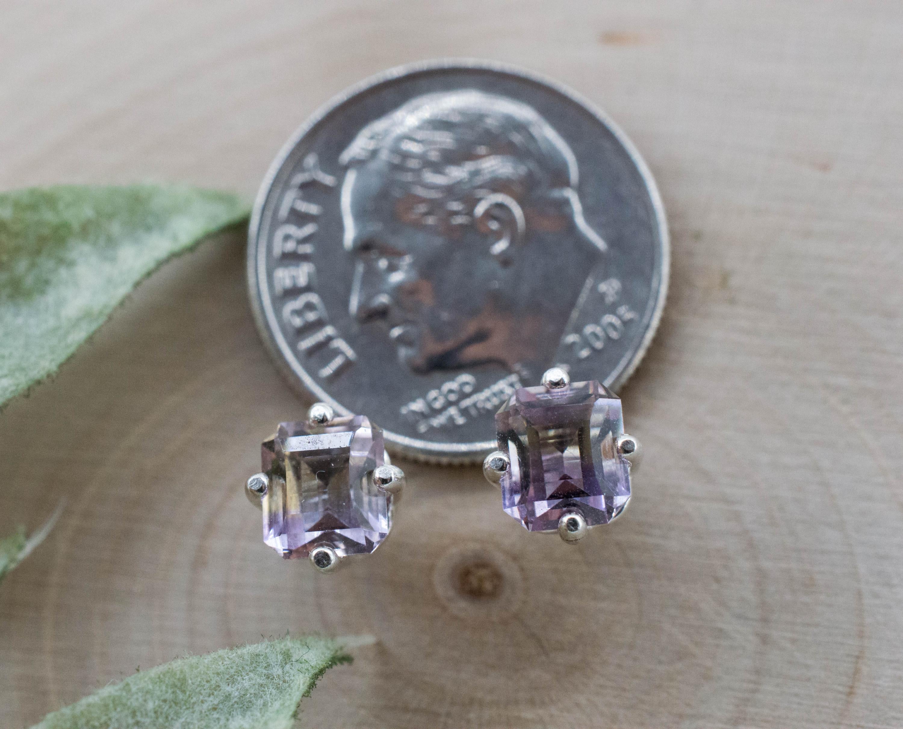 Ametrine Earrings; Natural Untreated Bolivia Ametrine; 0.940cts
