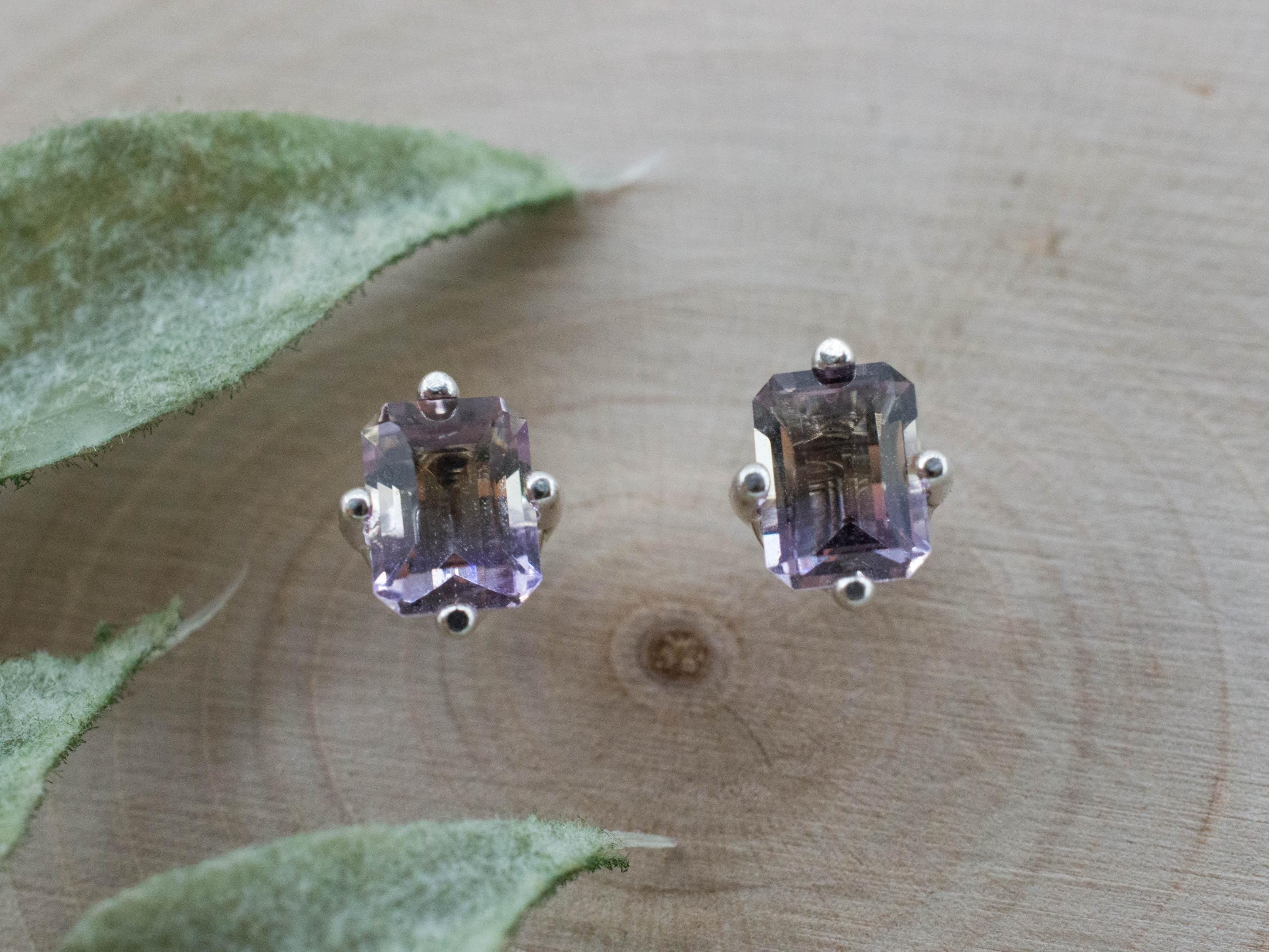 Ametrine Earrings; Natural Untreated Bolivia Ametrine; 1.115cts