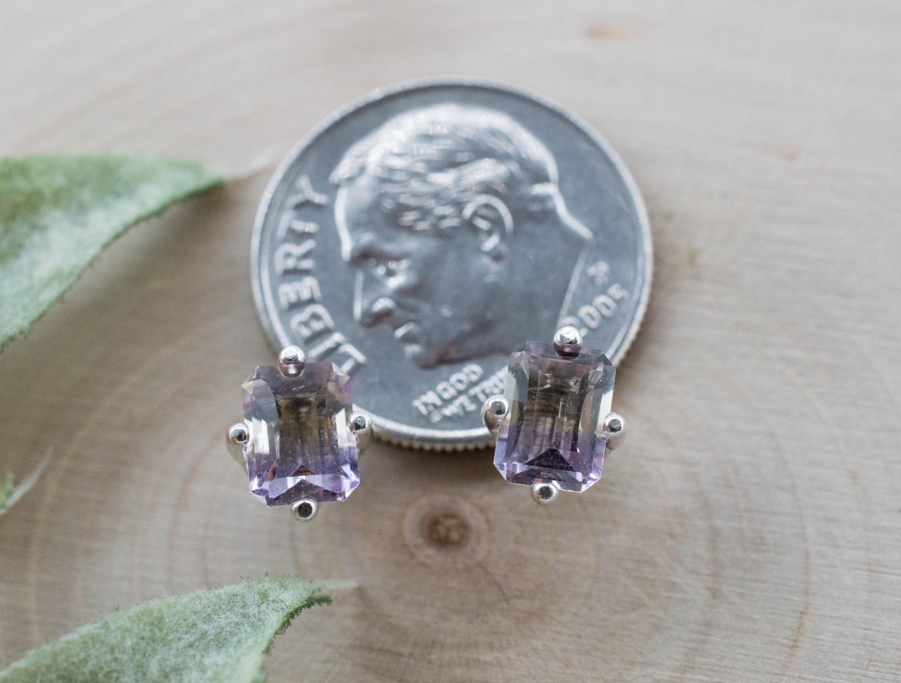 Ametrine Earrings; Natural Untreated Bolivia Ametrine; 1.115cts