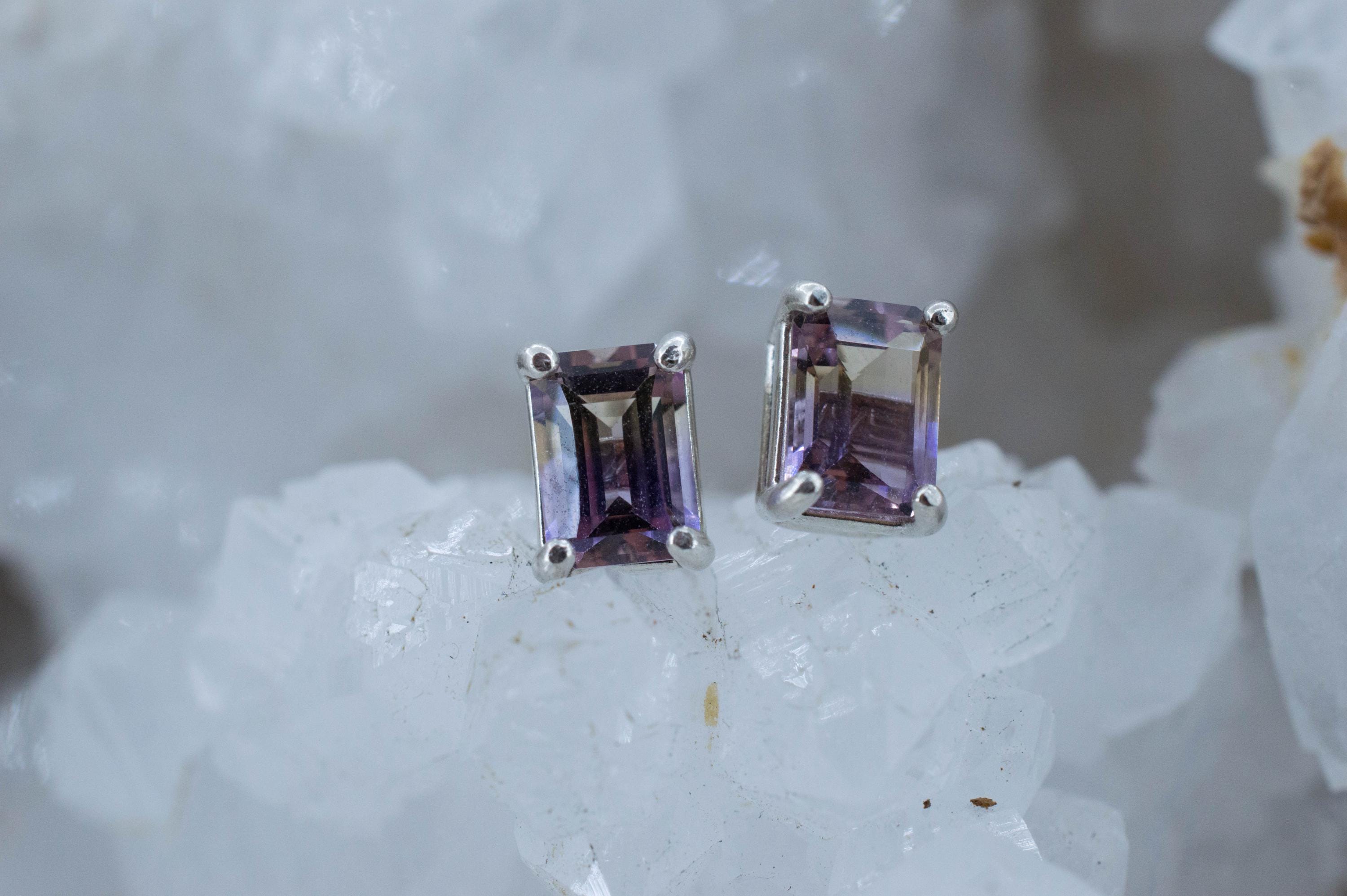 Ametrine Earrings; Natural Untreated Bolivia Ametrine; 1.590cts
