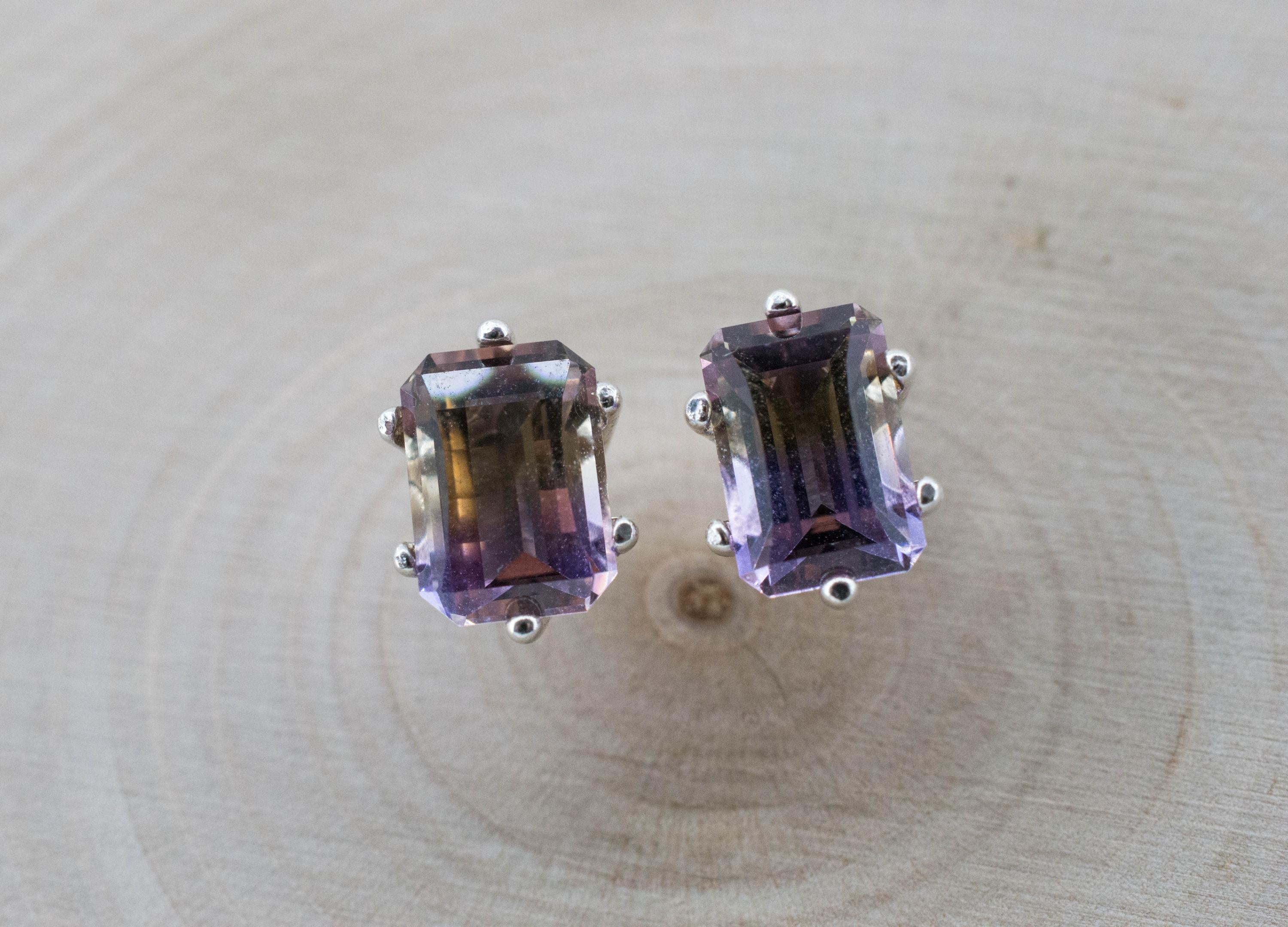 Ametrine Earrings; Natural Untreated Bolivia Ametrine; 2.845cts