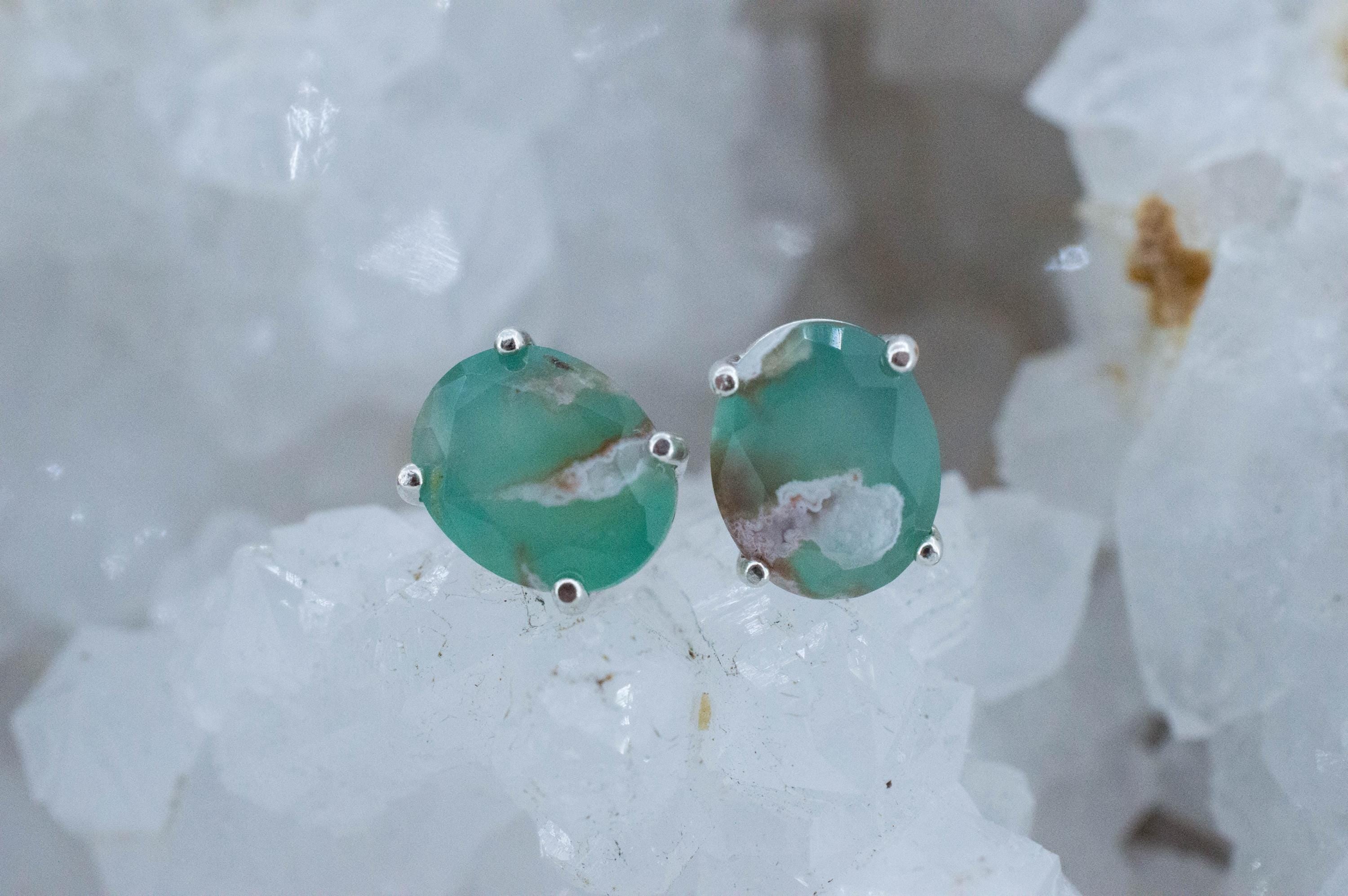 Aquaprase Earrings; Natural Untreated African Aquaprase™; 4.595cts
