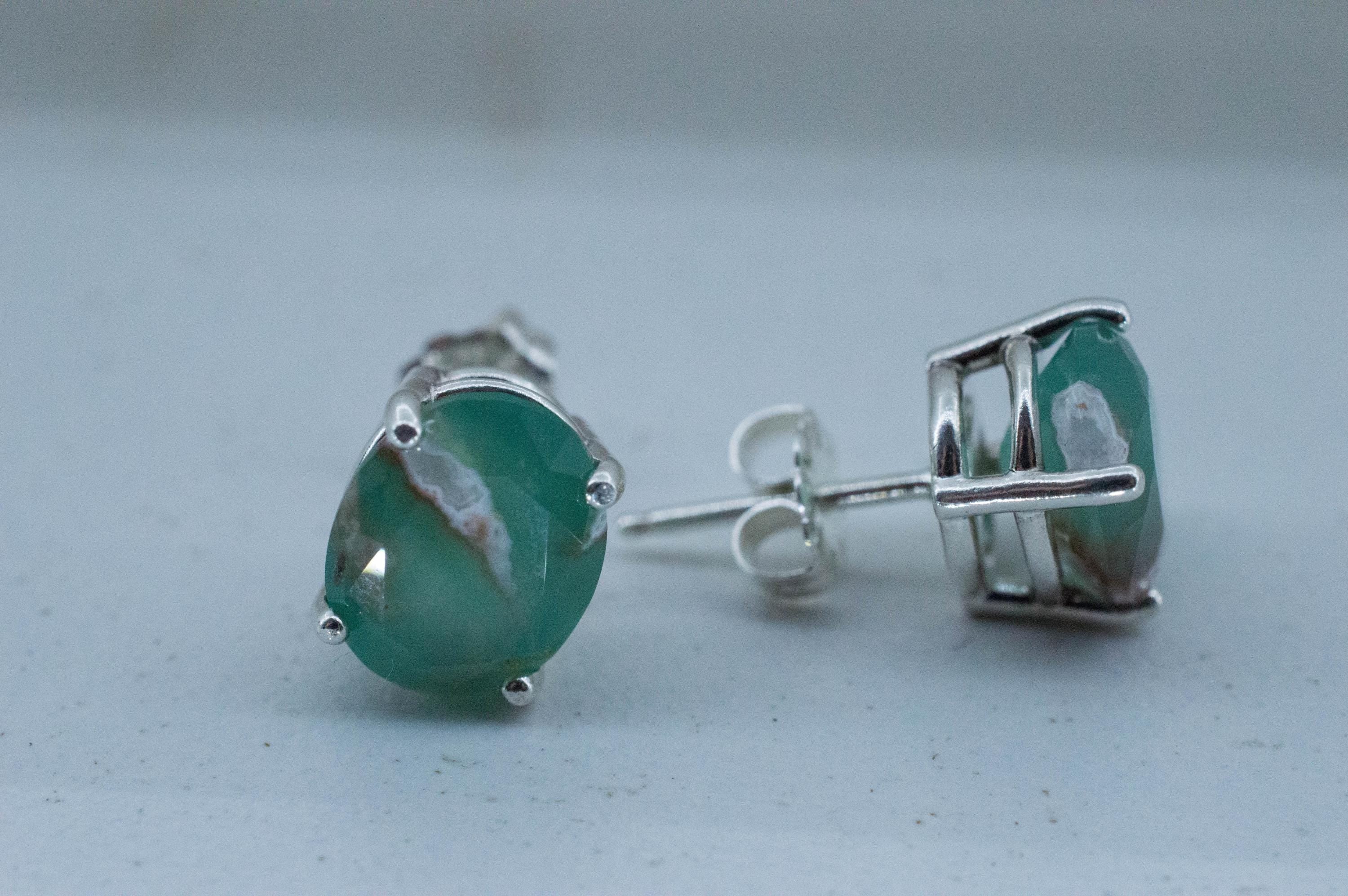 Aquaprase Earrings; Natural Untreated African Aquaprase™; 4.595cts