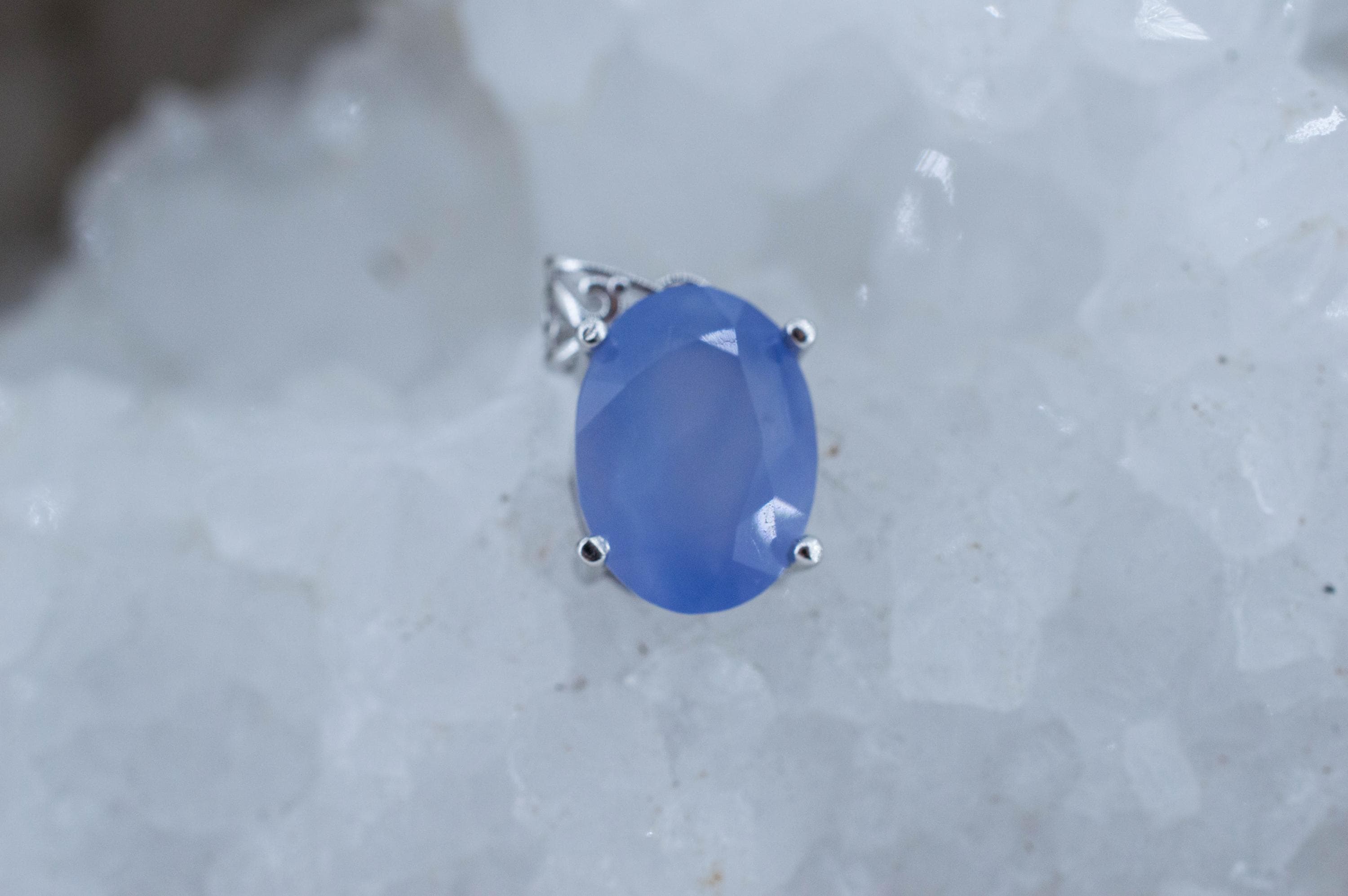 Blue Agate Pendant; Natural Untreated Namibia Agate; 3.795cts