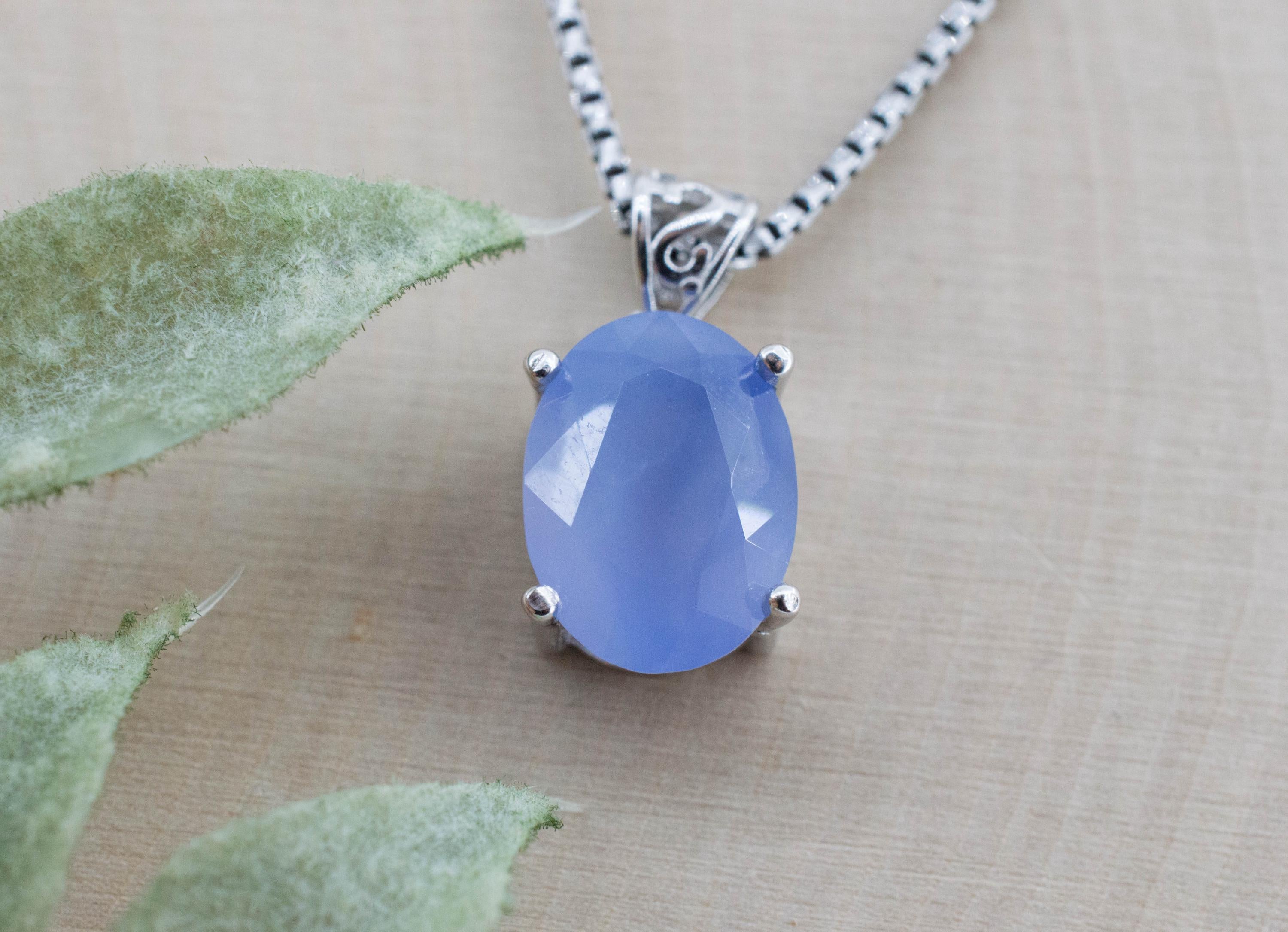 Blue Agate Pendant; Natural Untreated Namibia Agate; 3.795cts