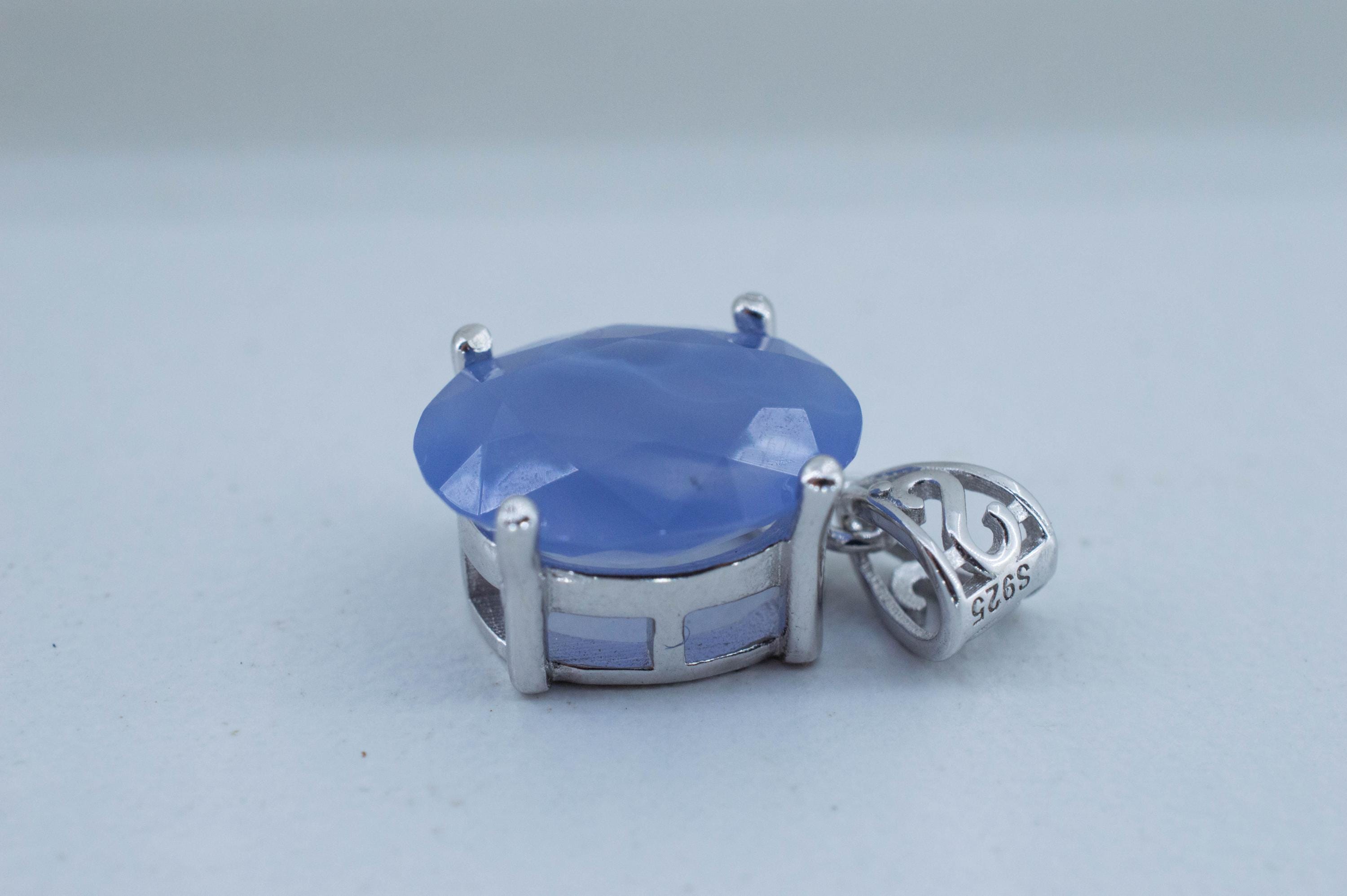 Blue Agate Pendant; Natural Untreated Namibia Agate; 3.795cts