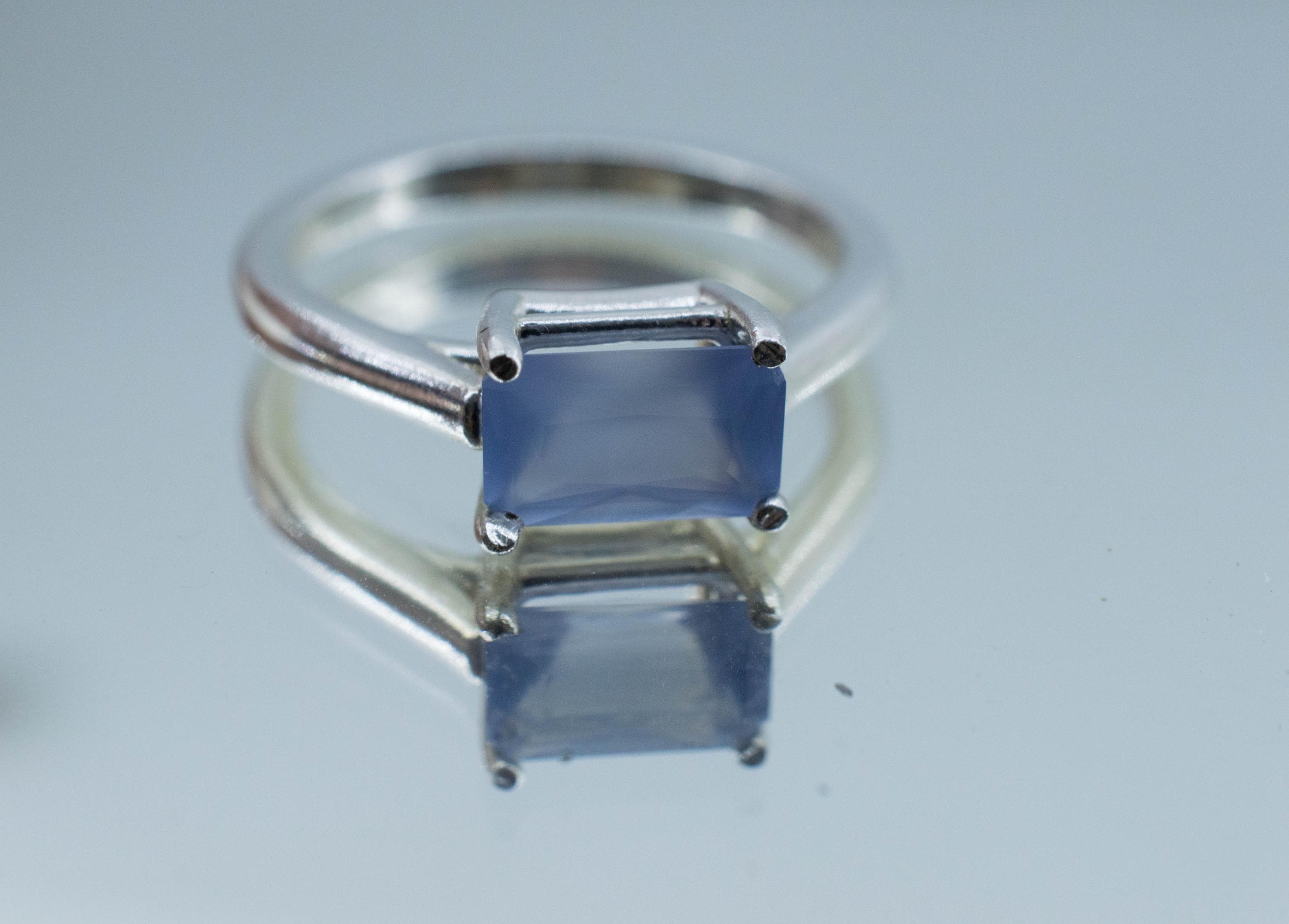 Blue Agate Ring; Natural Untreated Namibia Blue Agate; 1.340cts