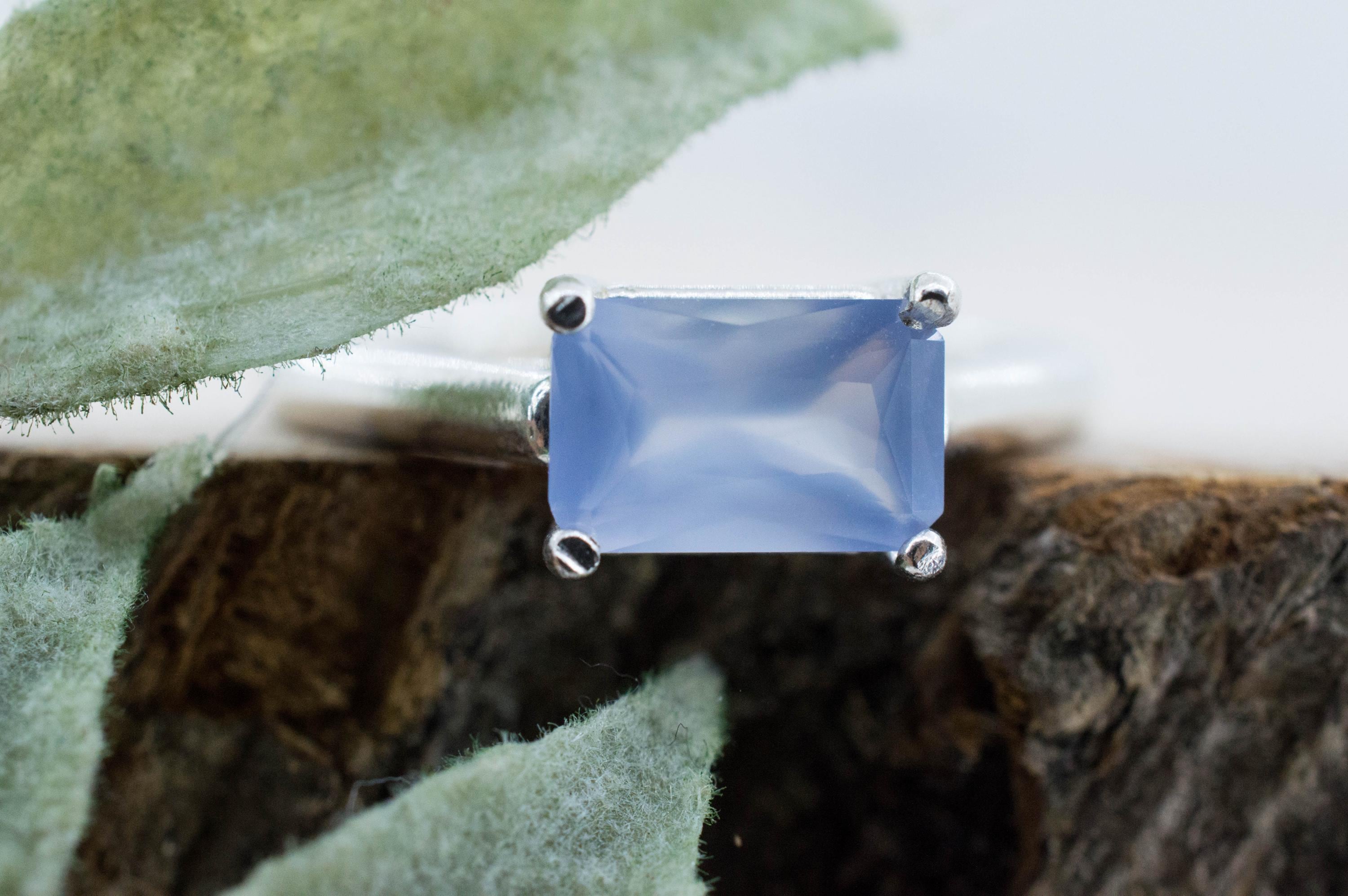 Blue Agate Ring; Natural Untreated Namibia Blue Agate; 1.340cts