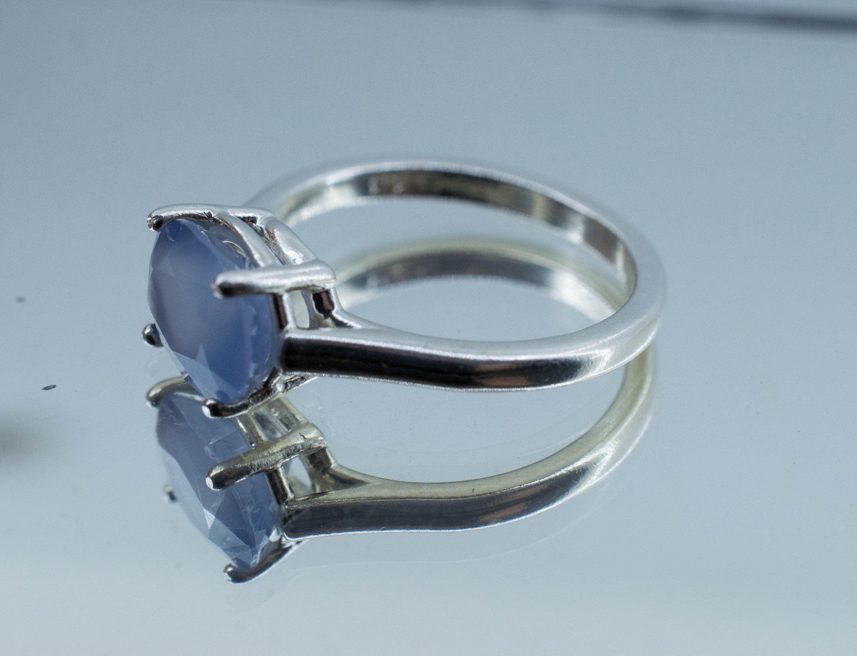 Blue Agate Ring; Natural Untreated Namibia Blue Agate; 2.350cts