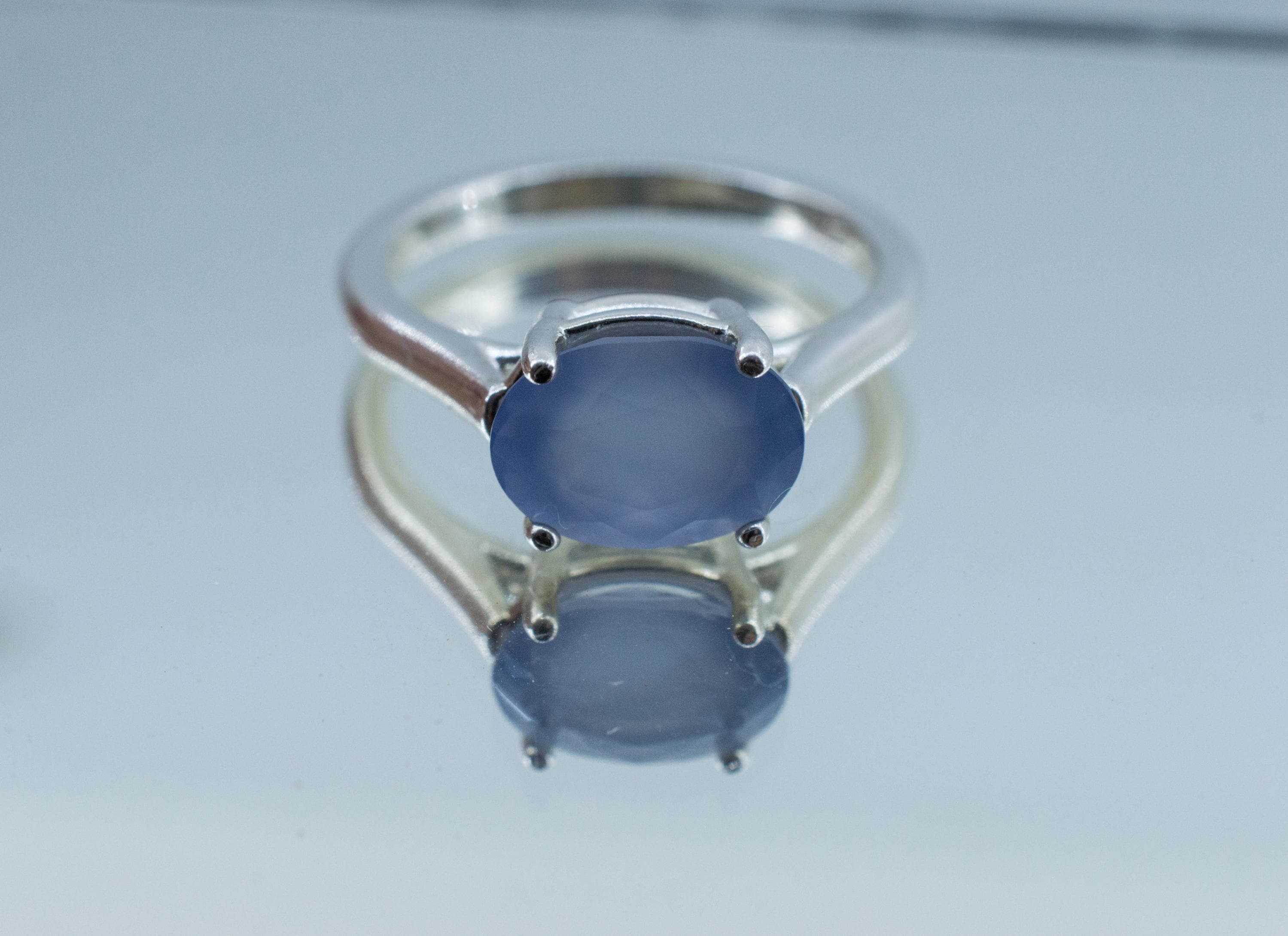 Blue Agate Ring; Natural Untreated Namibia Blue Agate; 2.350cts