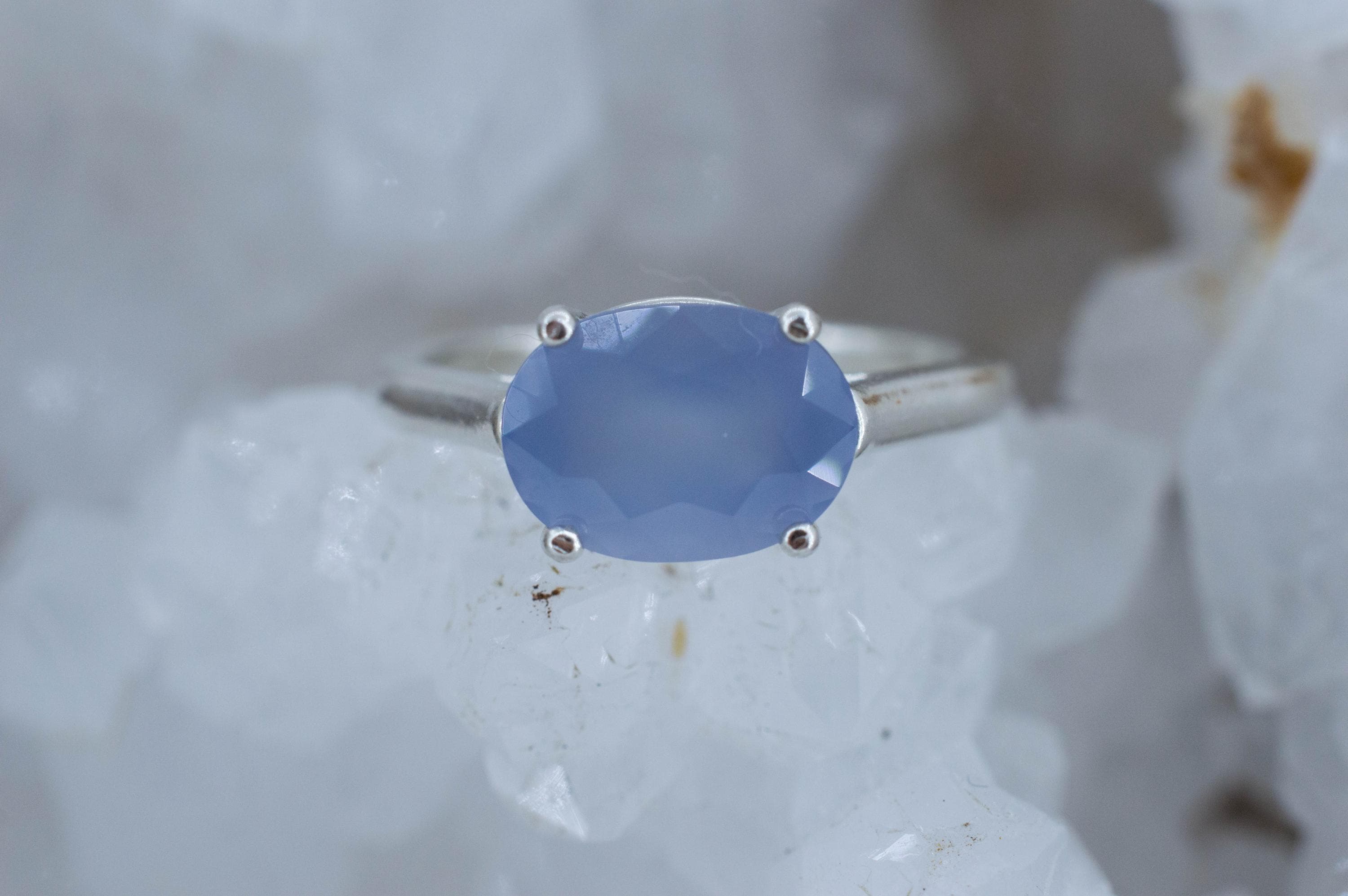 Blue Agate Ring; Natural Untreated Namibia Blue Agate; 2.350cts