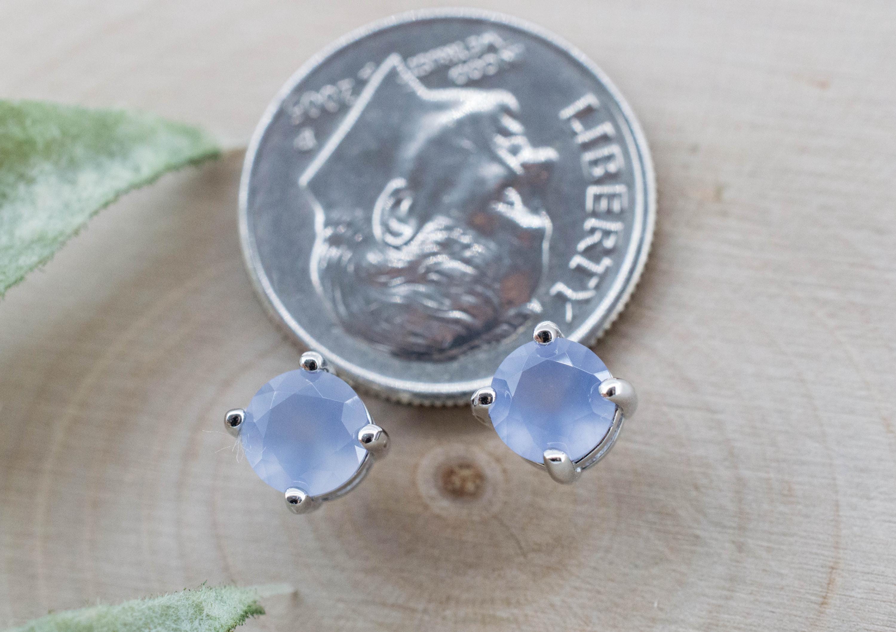 Blue Agate Earrings; Natural Untreated Namibia Agate; 0.960cts