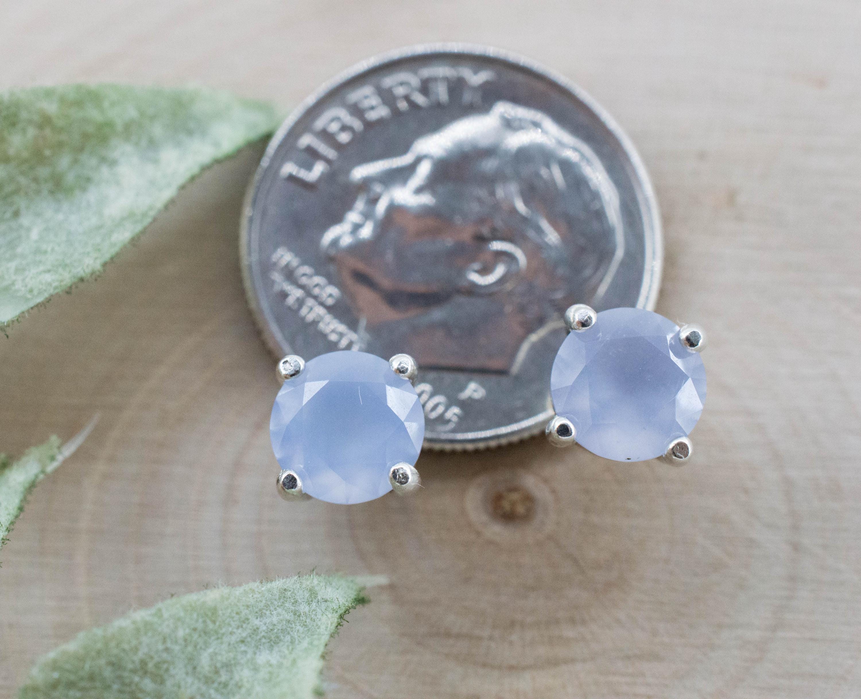 Blue Agate Earrings; Natural Untreated Namibia Agate; 1.370cts