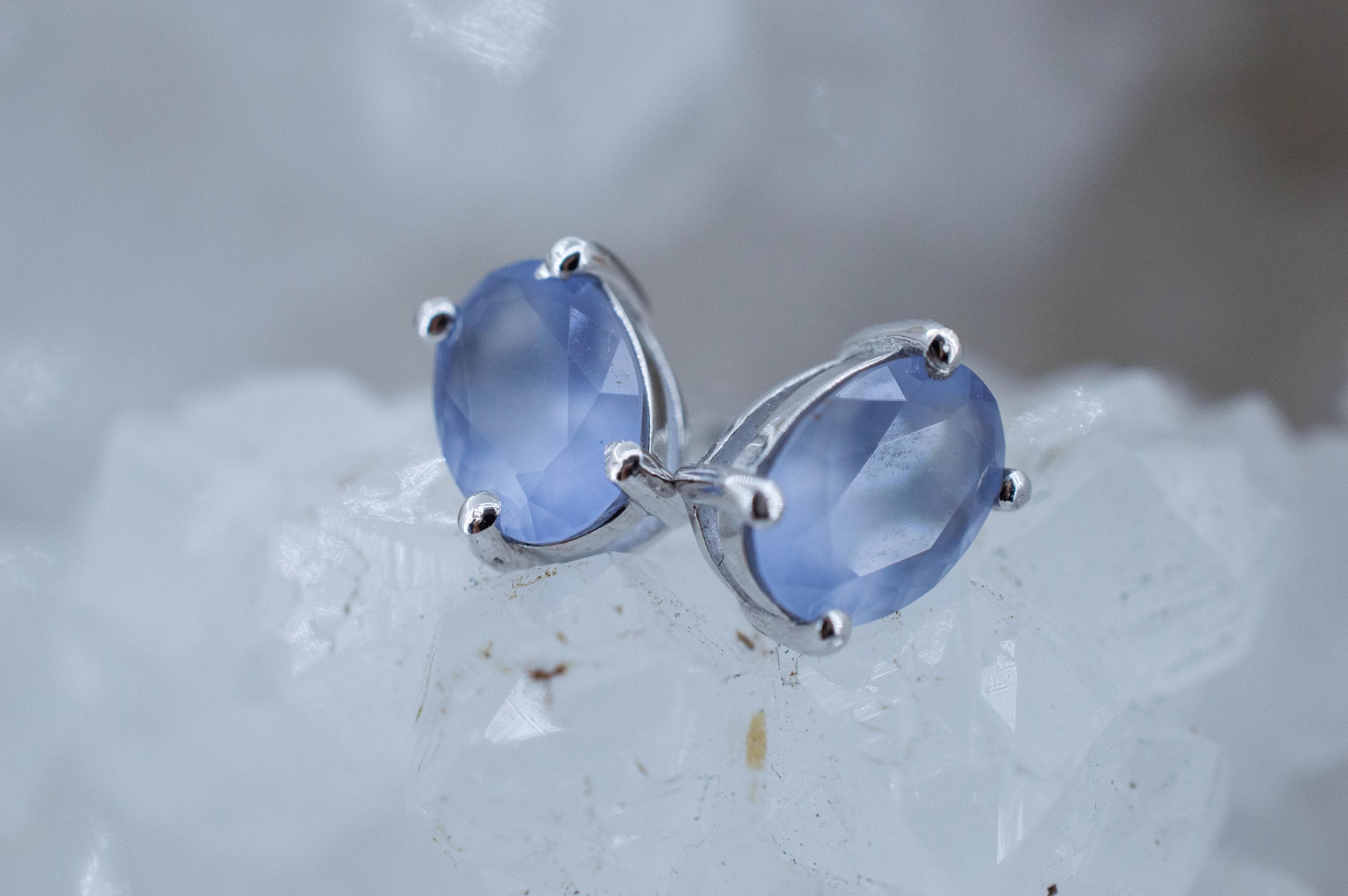 Blue Agate Earrings; Natural Untreated Namibia Agate; 1.420cts