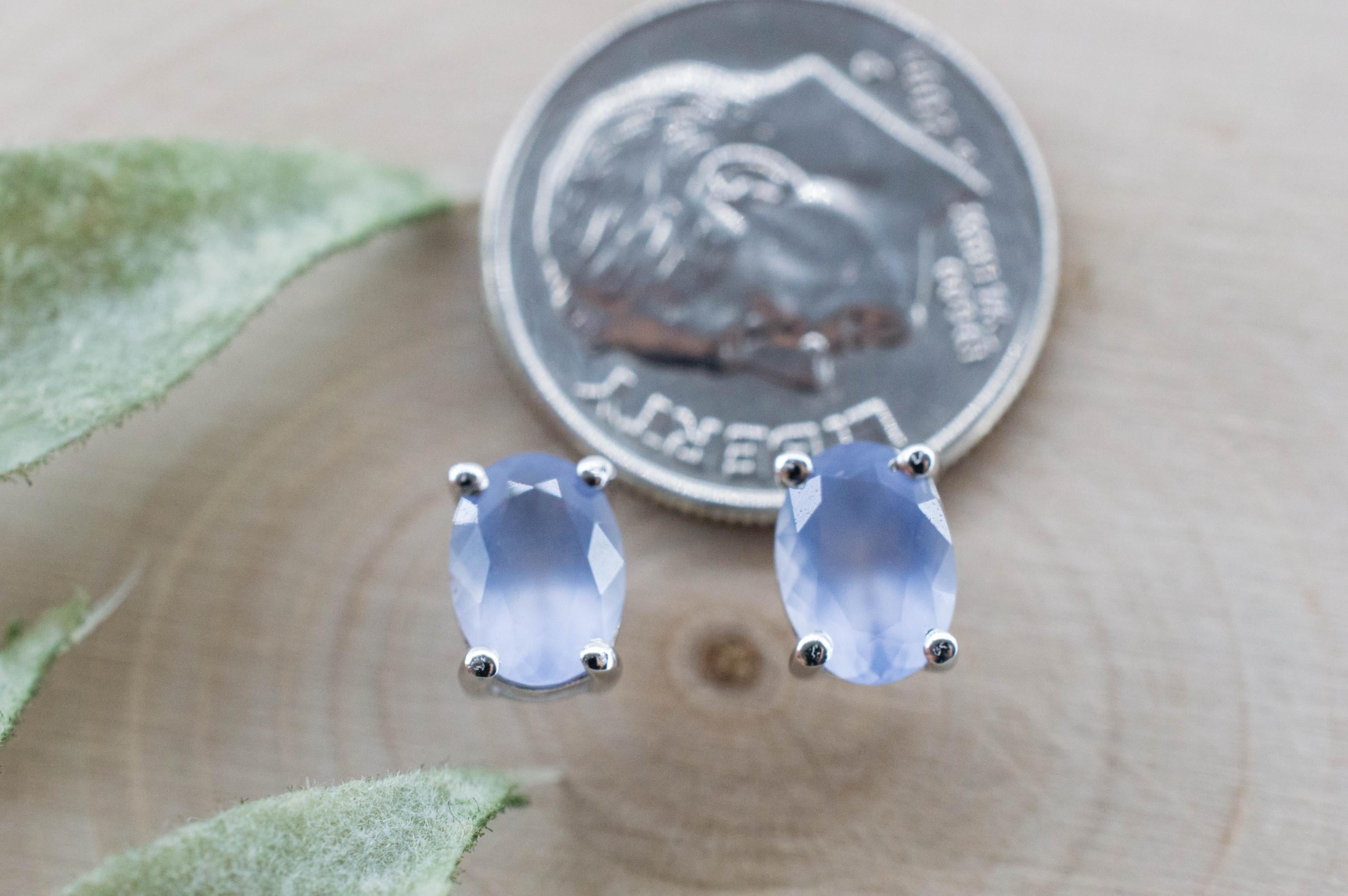 Blue Agate Earrings; Natural Untreated Namibia Agate; 1.420cts