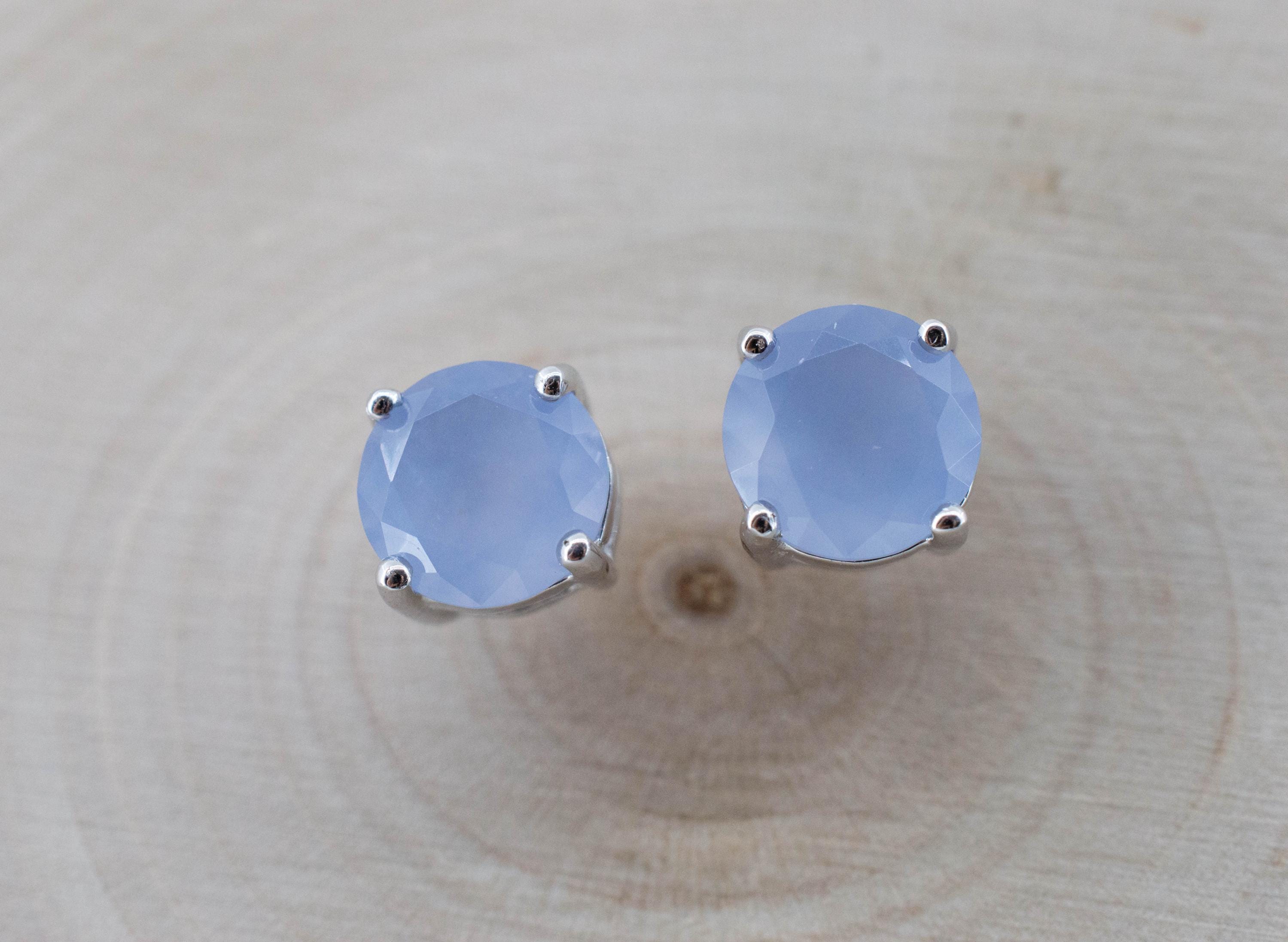 Blue Agate Earrings; Natural Untreated Namibia Agate; 2.000cts
