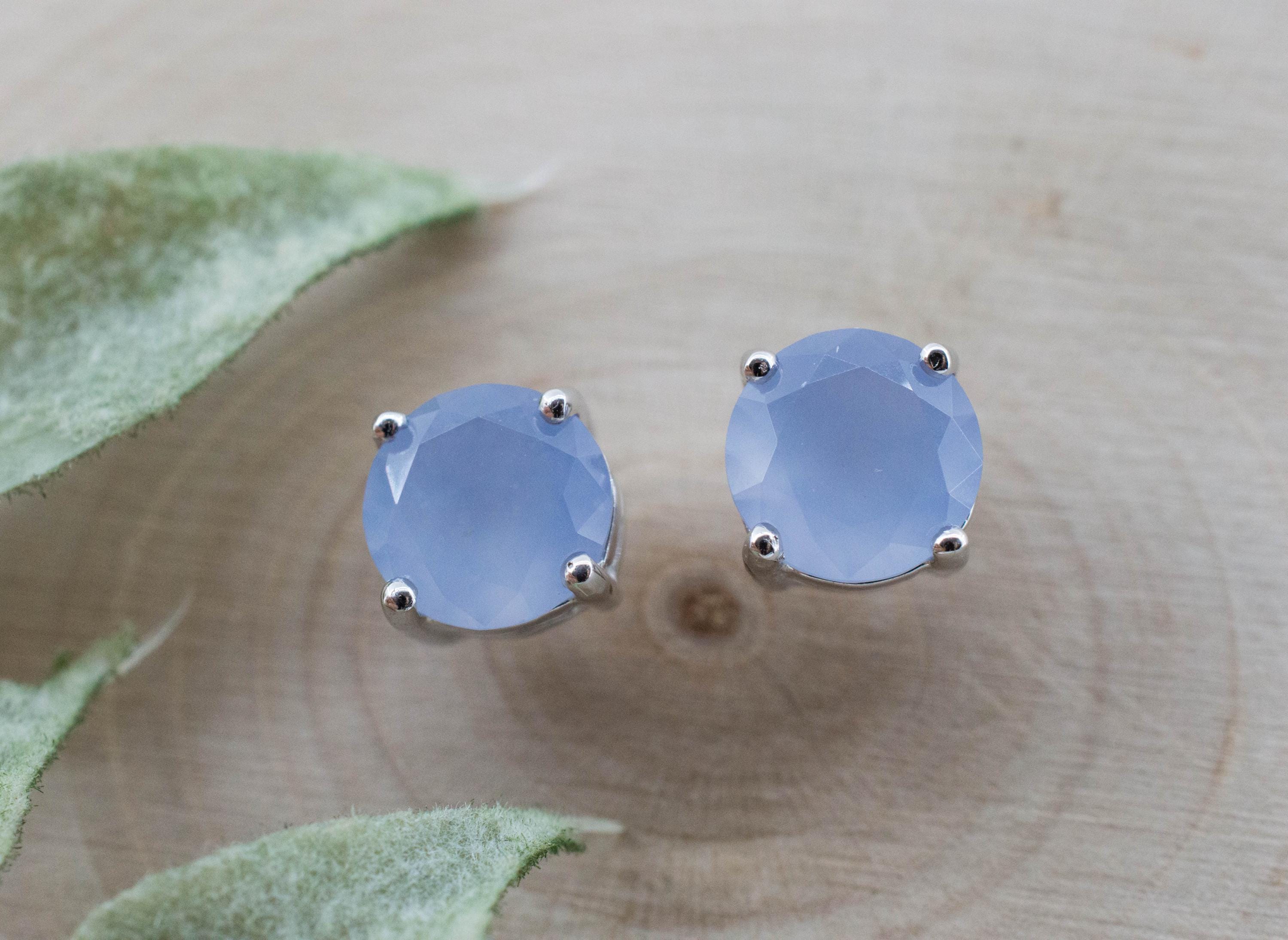 Blue Agate Earrings; Natural Untreated Namibia Agate; 2.000cts