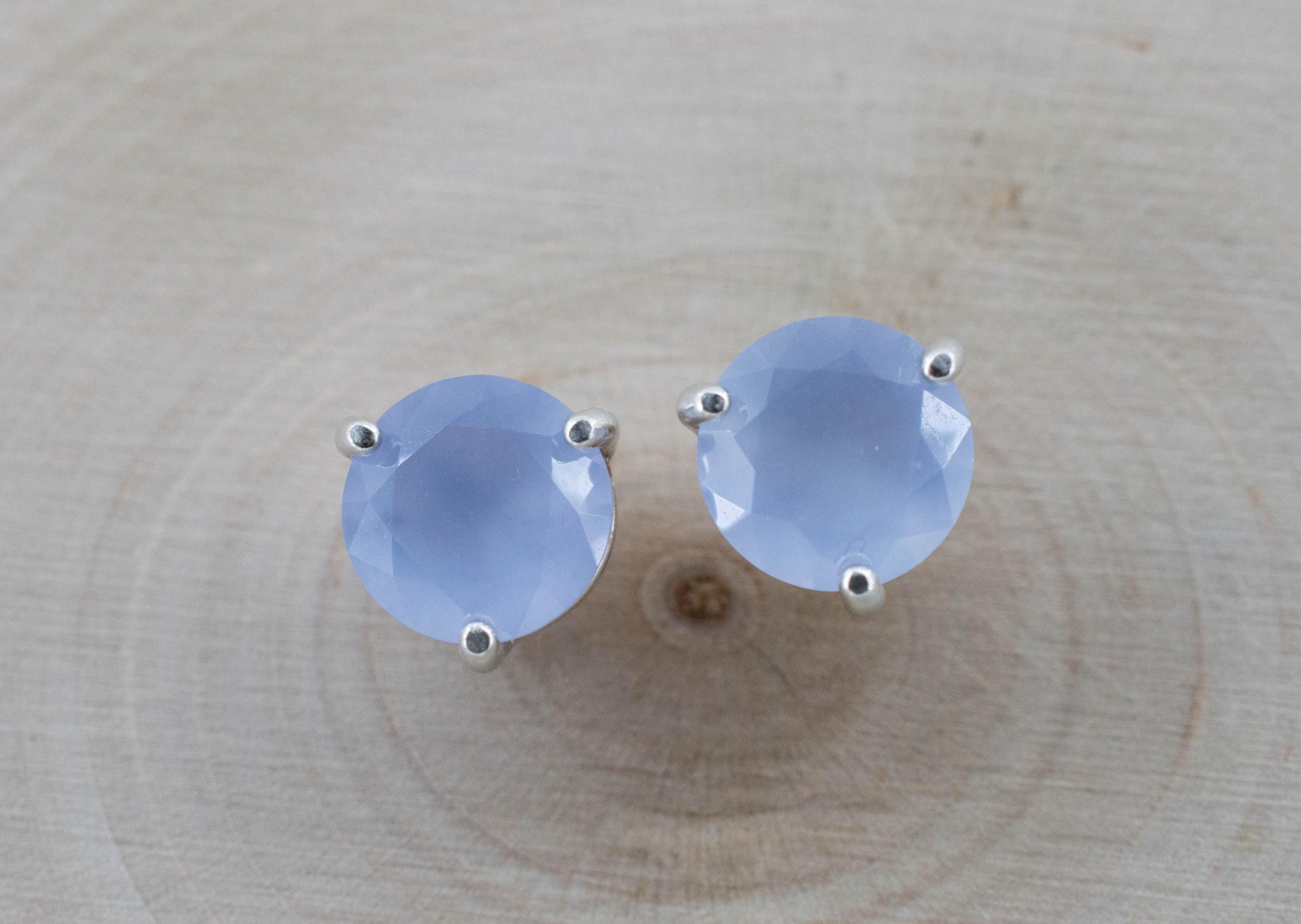 Blue Agate Earrings; Natural Untreated Namibia Agate; 3.070cts