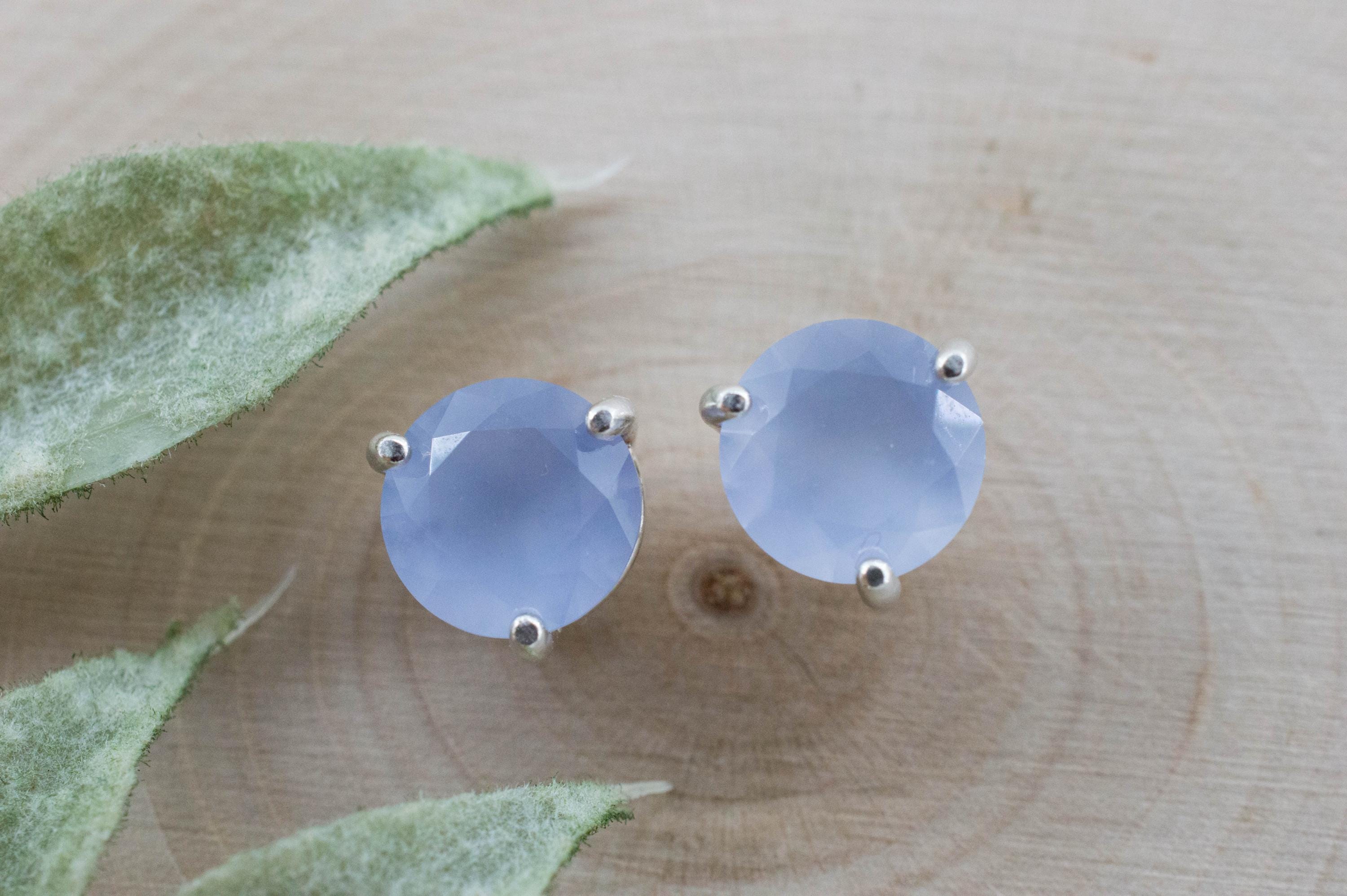 Blue Agate Earrings; Natural Untreated Namibia Agate; 3.070cts